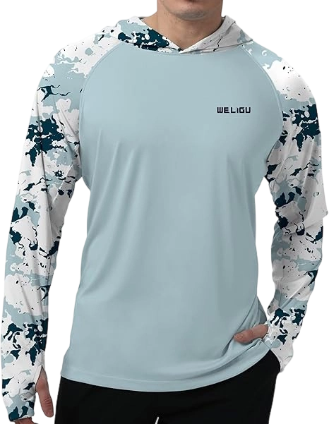 Men's UPF 50+ Sun Protection Hoodie Shirt Long Sleeve SPF Fishing Outdoor UV Hiking Lightweight Shirts