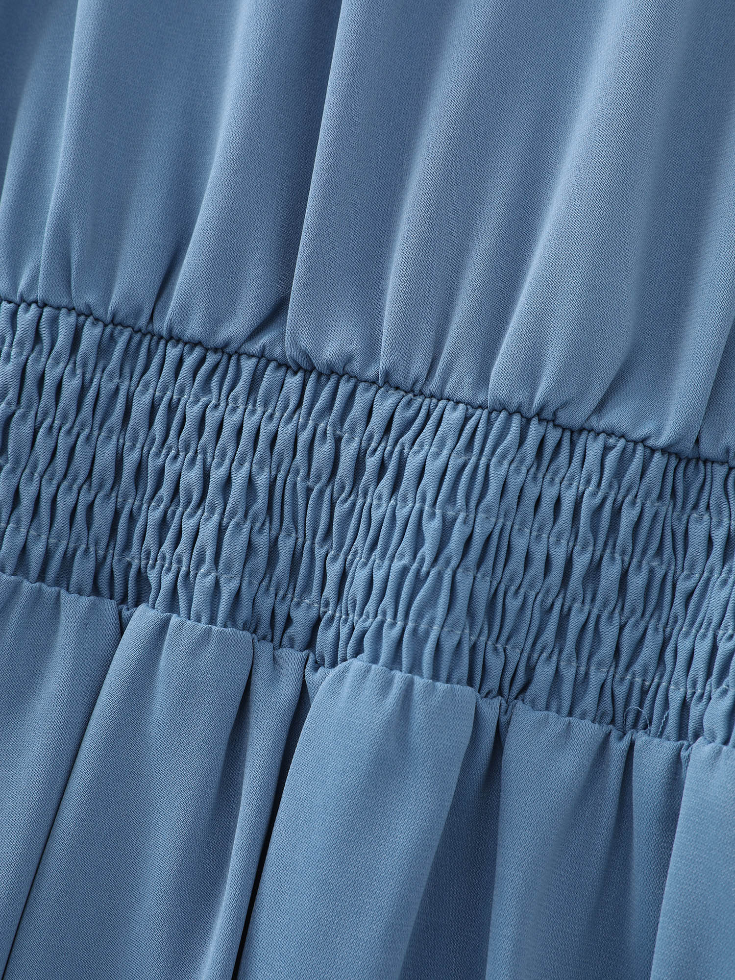 Ruched Shirred Back Layered Sleeve Midi Dress