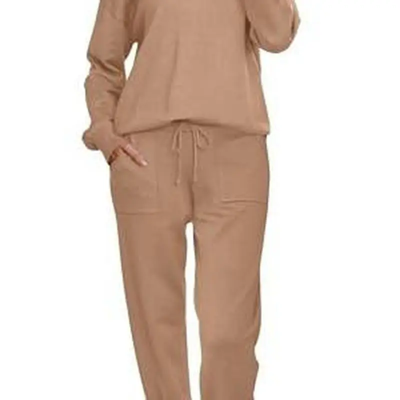 Women’s Knit Loungewear Set – Long Sleeve Top & Jogger Pants