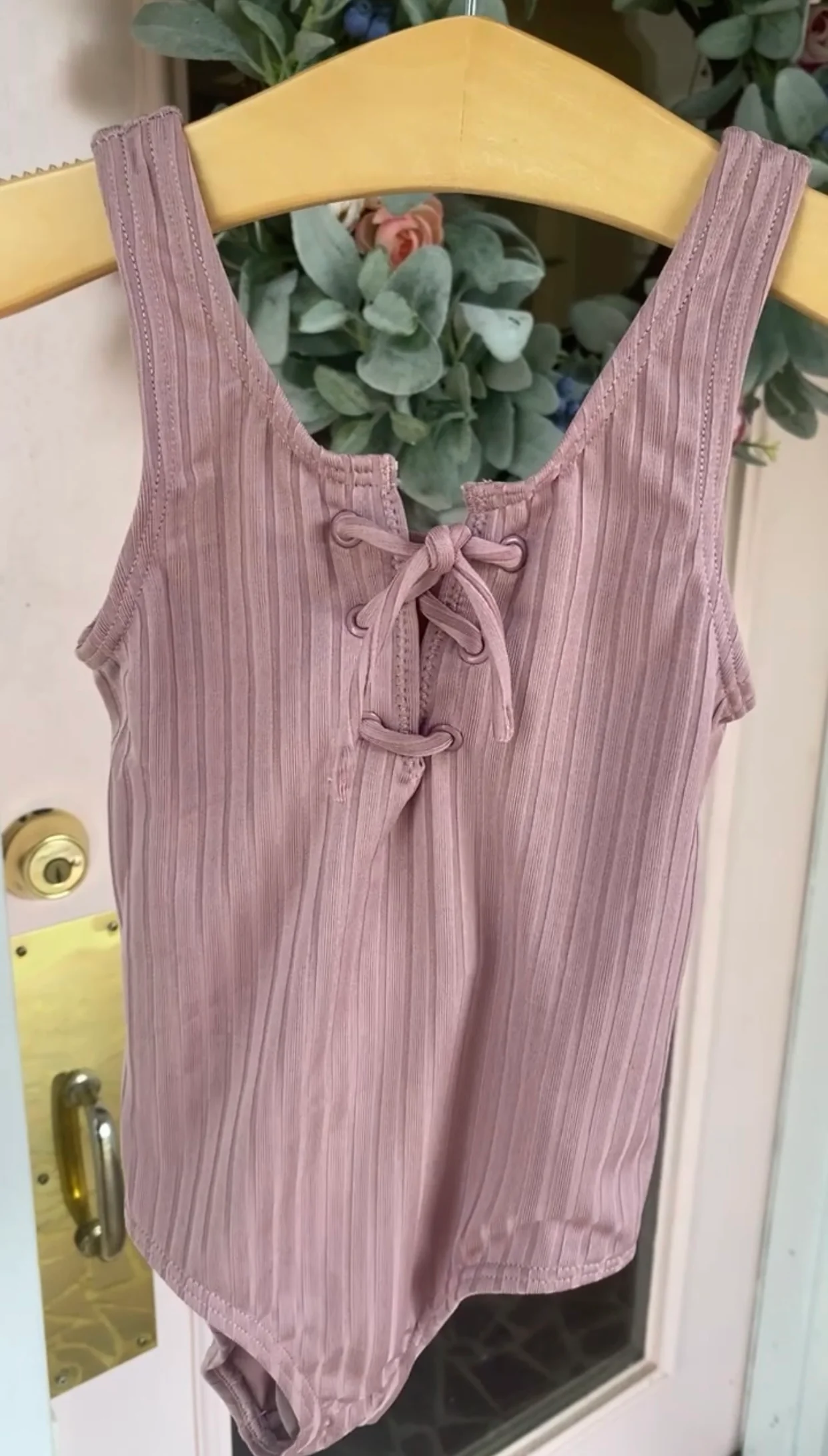 lace up one-piece | mauve