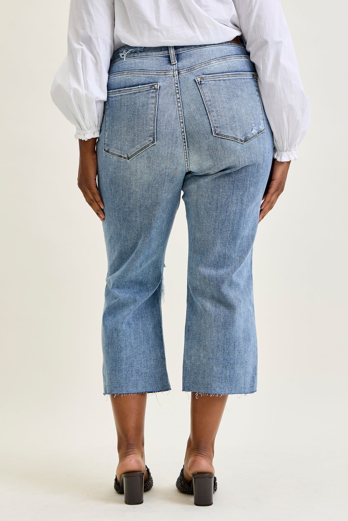 Celeste High Rise With Distressed Crop Wide Leg - PLUS