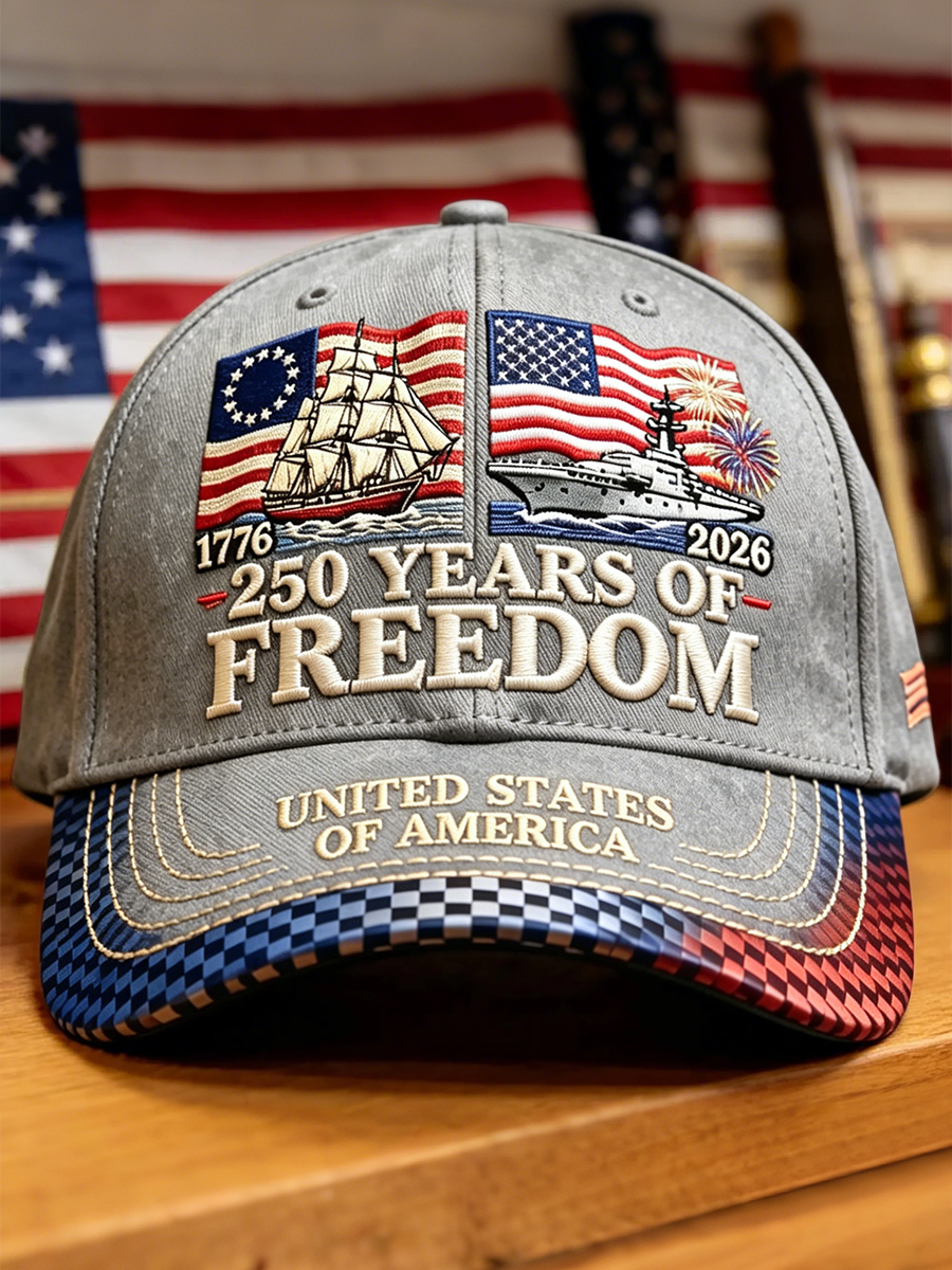 250 Years Of Freedom Ship & Warship Patriotic Baseball Cap