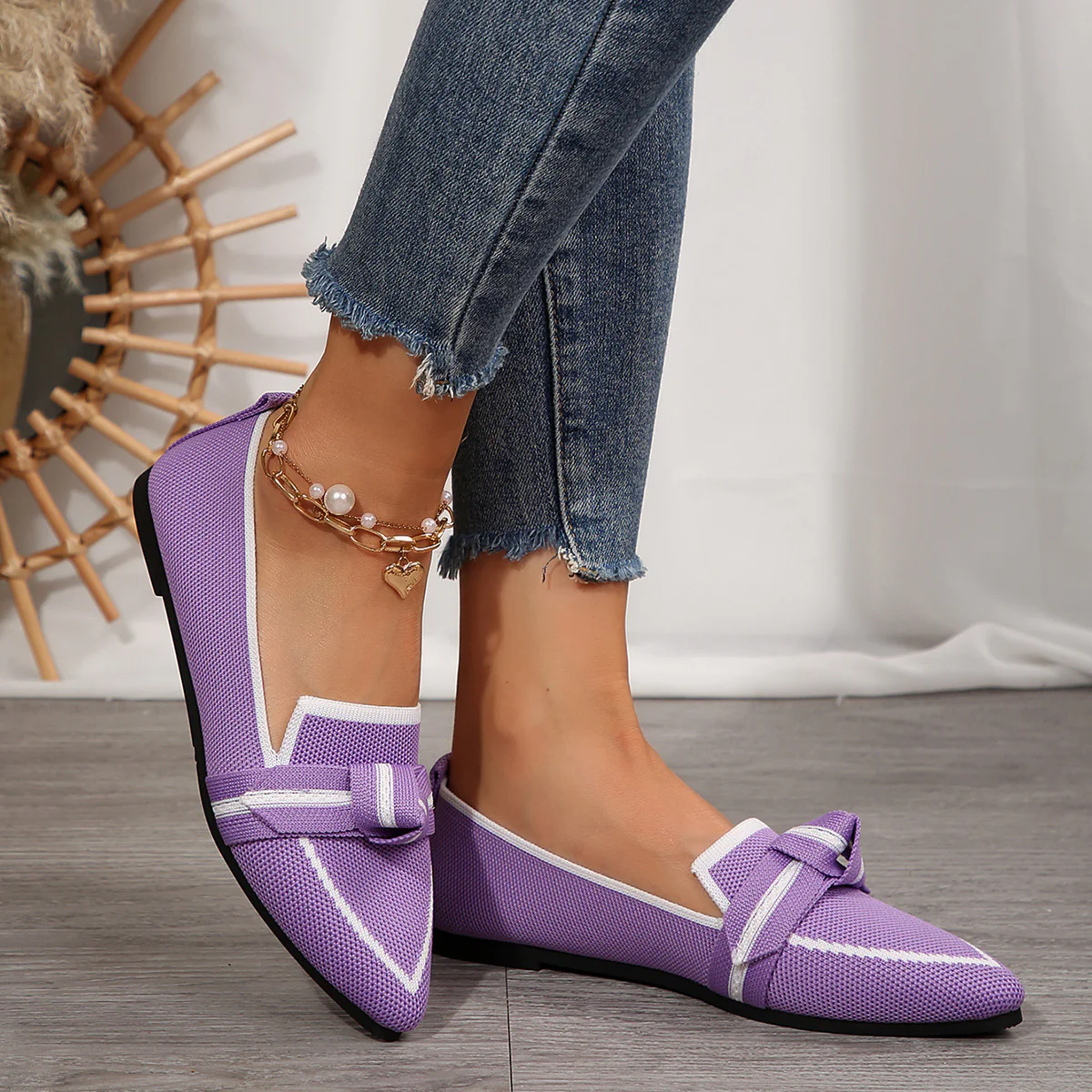 Point Toe Mesh Flat Slip-Ons  (multiple color options)