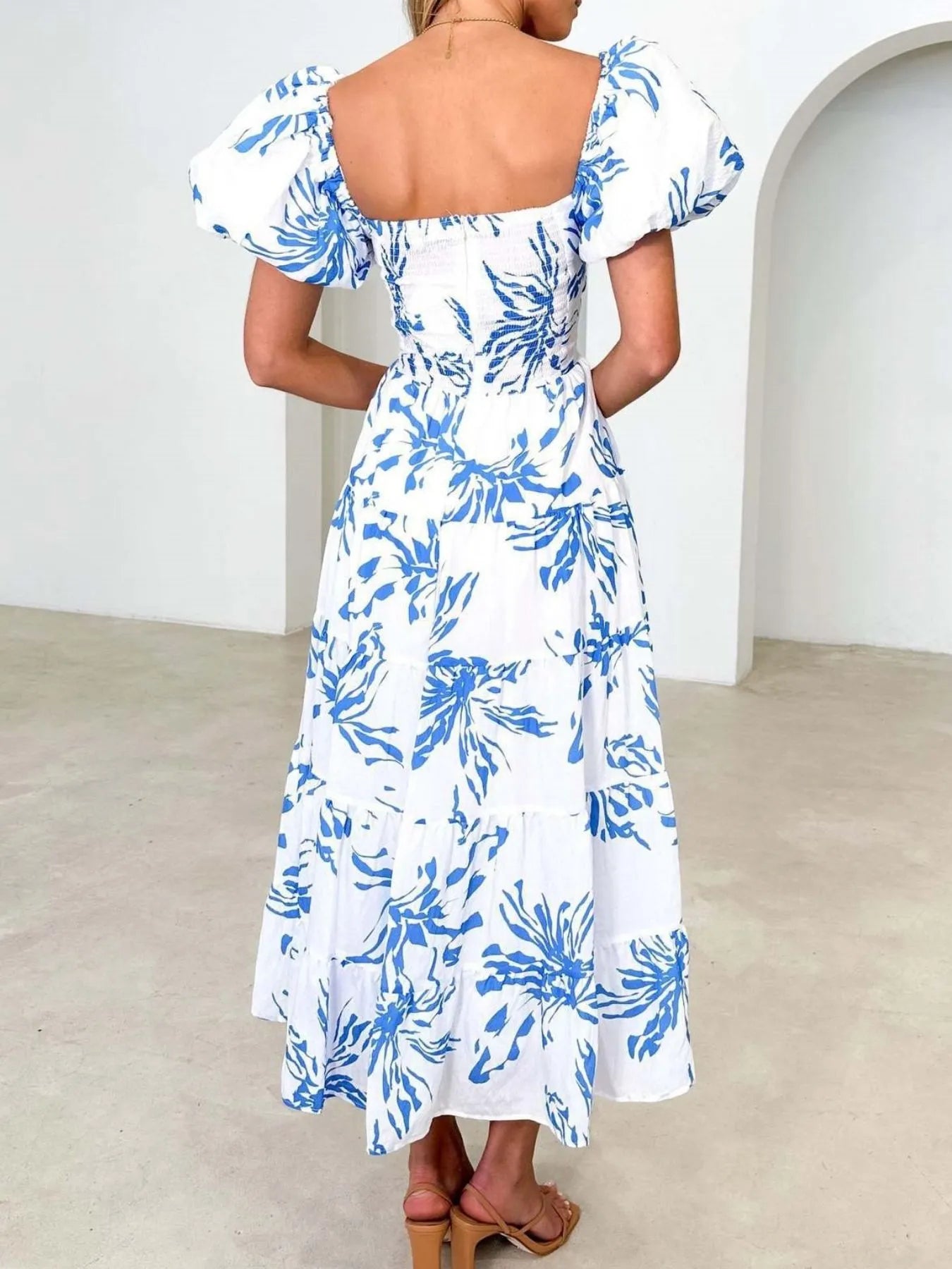 Off-Shoulder Floral Tiered Dress with Ruffle Details