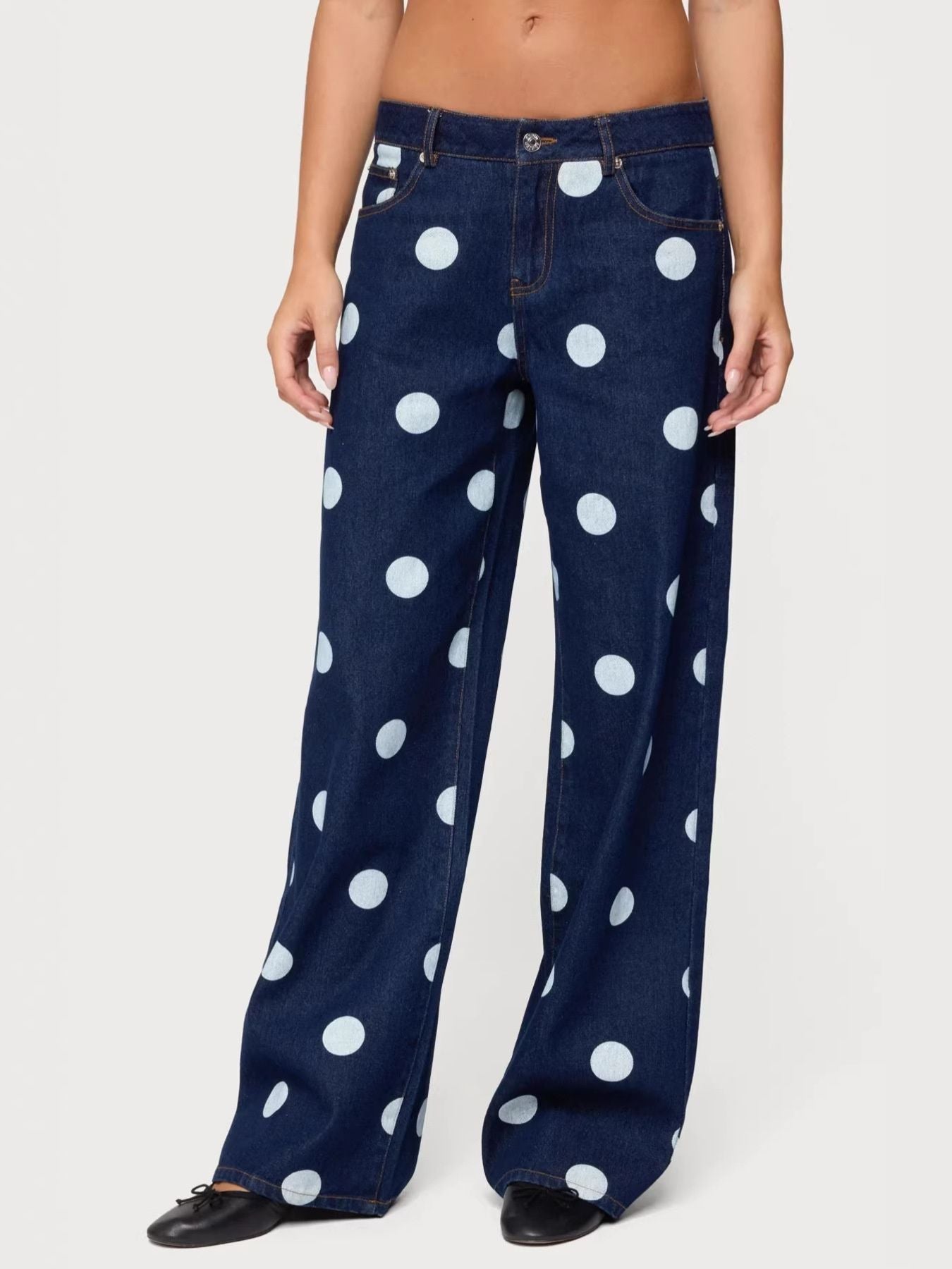 Polka Dot Wide Leg Jeans