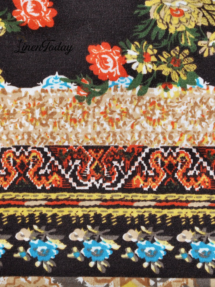 Retro Tribal Printed Cotton Fleece Dual Use Scarf Beanie Hat