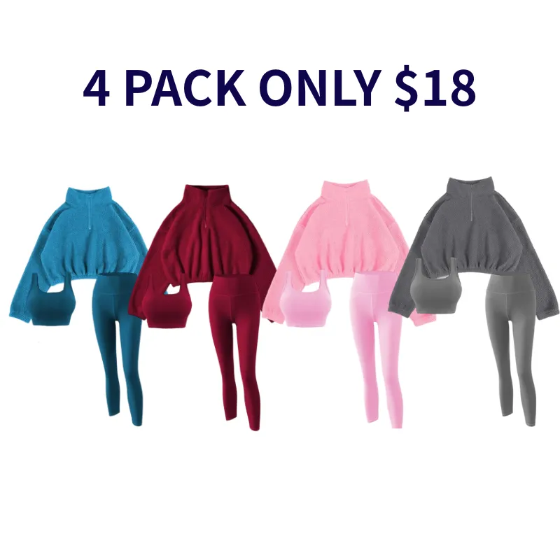 Women's Solid Thermal Lined Tracksuit Set