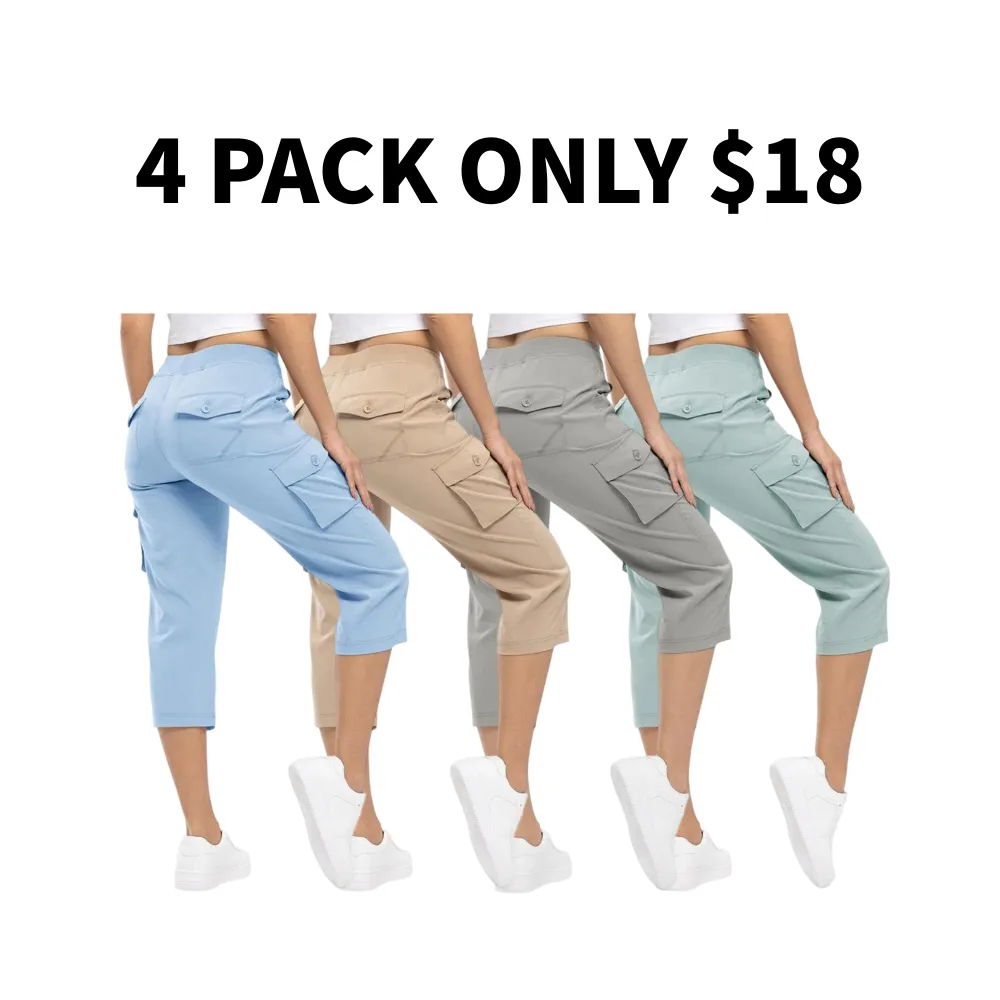 🔥8-Pack Women's Lightweight Cargo Capris – Multi-Pocket Casual Capris (All Colors)