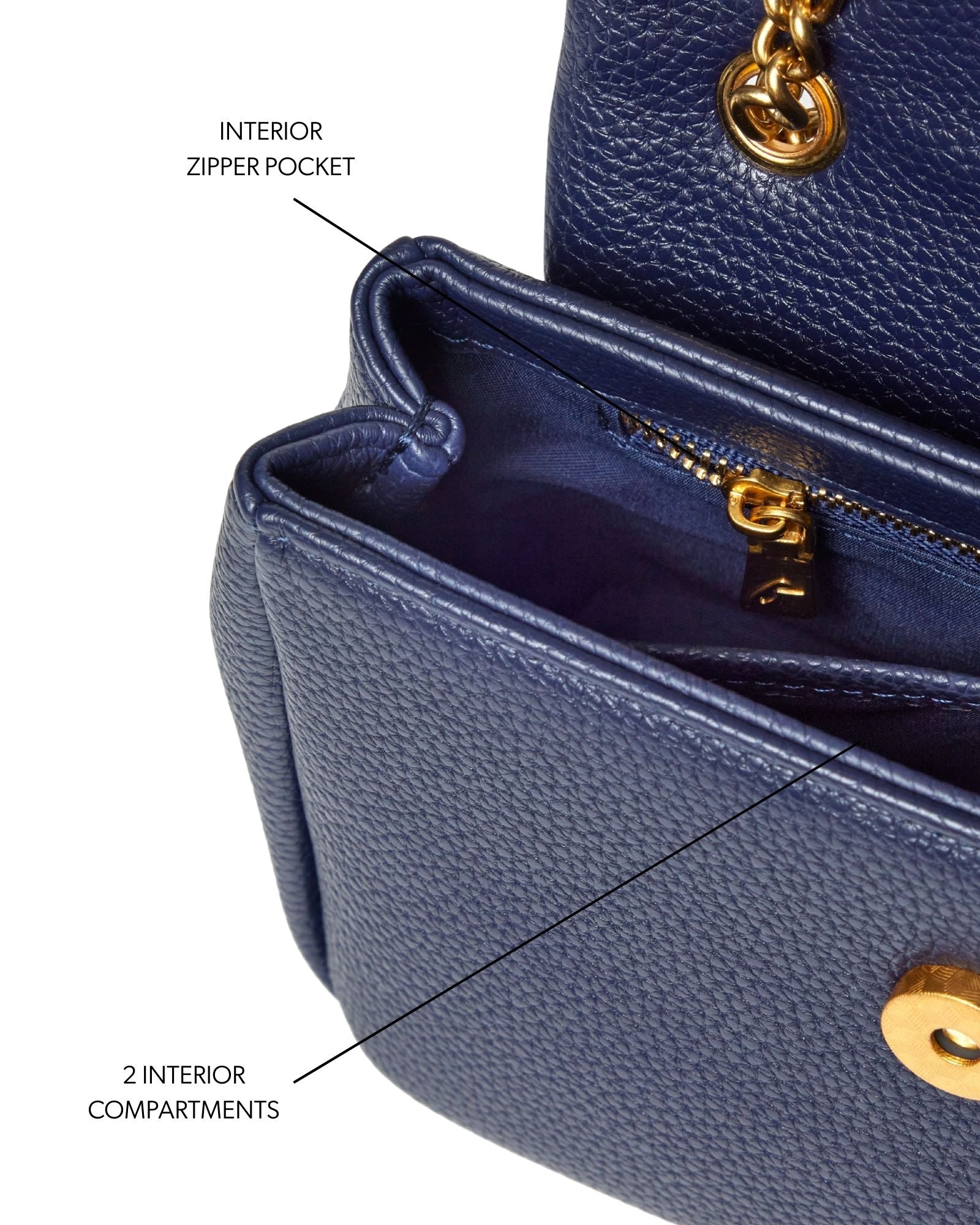 MINI PEBBLE FLAP BAG - NAVY