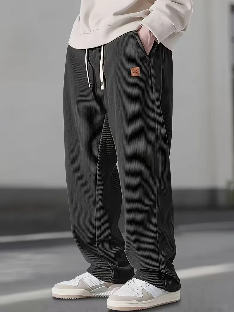 Men's Corduroy Straight-Leg Sweatpants Autumn New Arrival Loose Fit Wide-Leg Casual