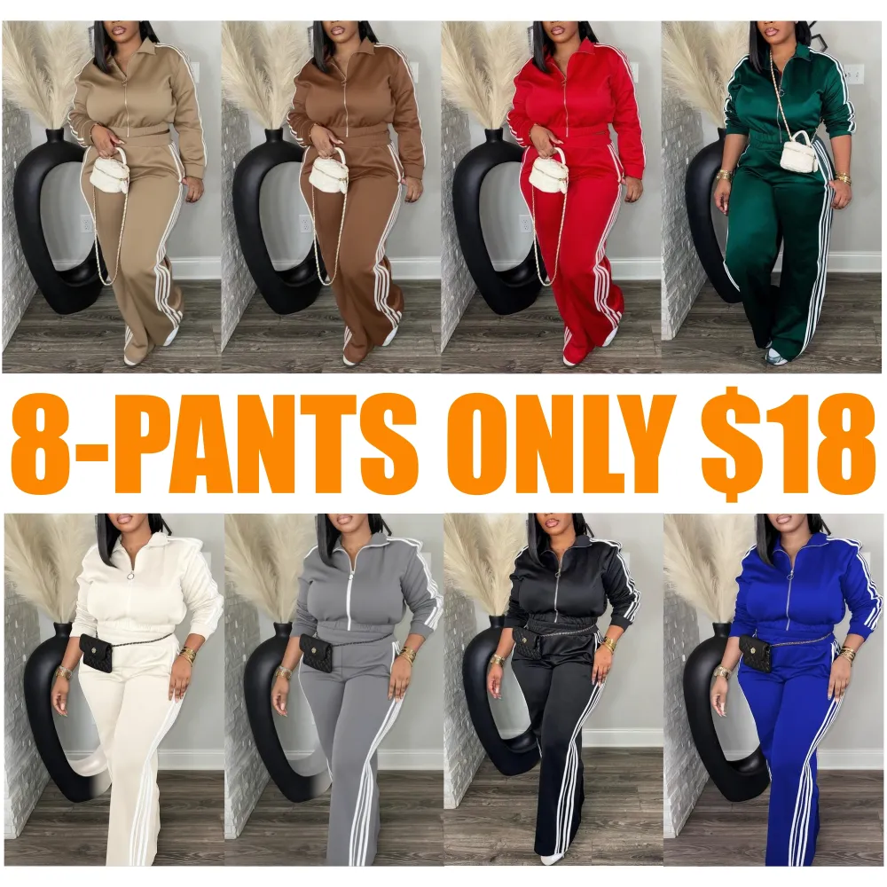 Casual Long Sleeve Zip Up Jacket & Pants Set