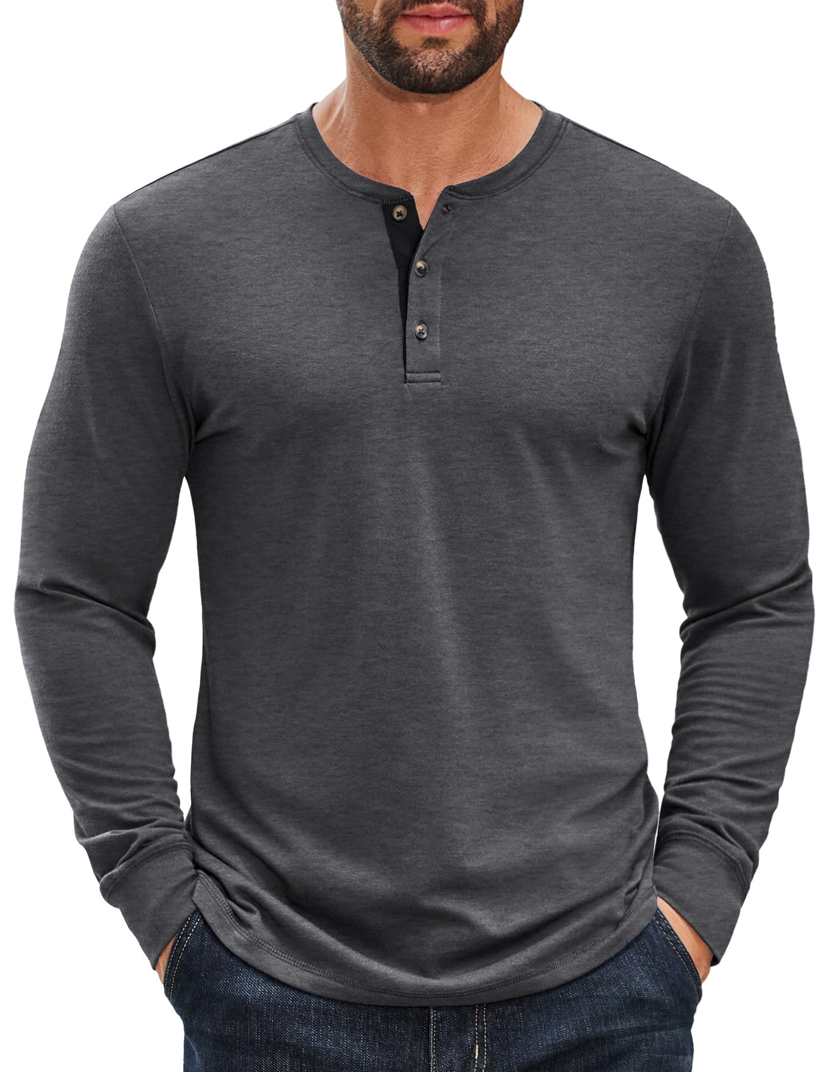 Men’s Classic Cotton Henley Long Sleeve