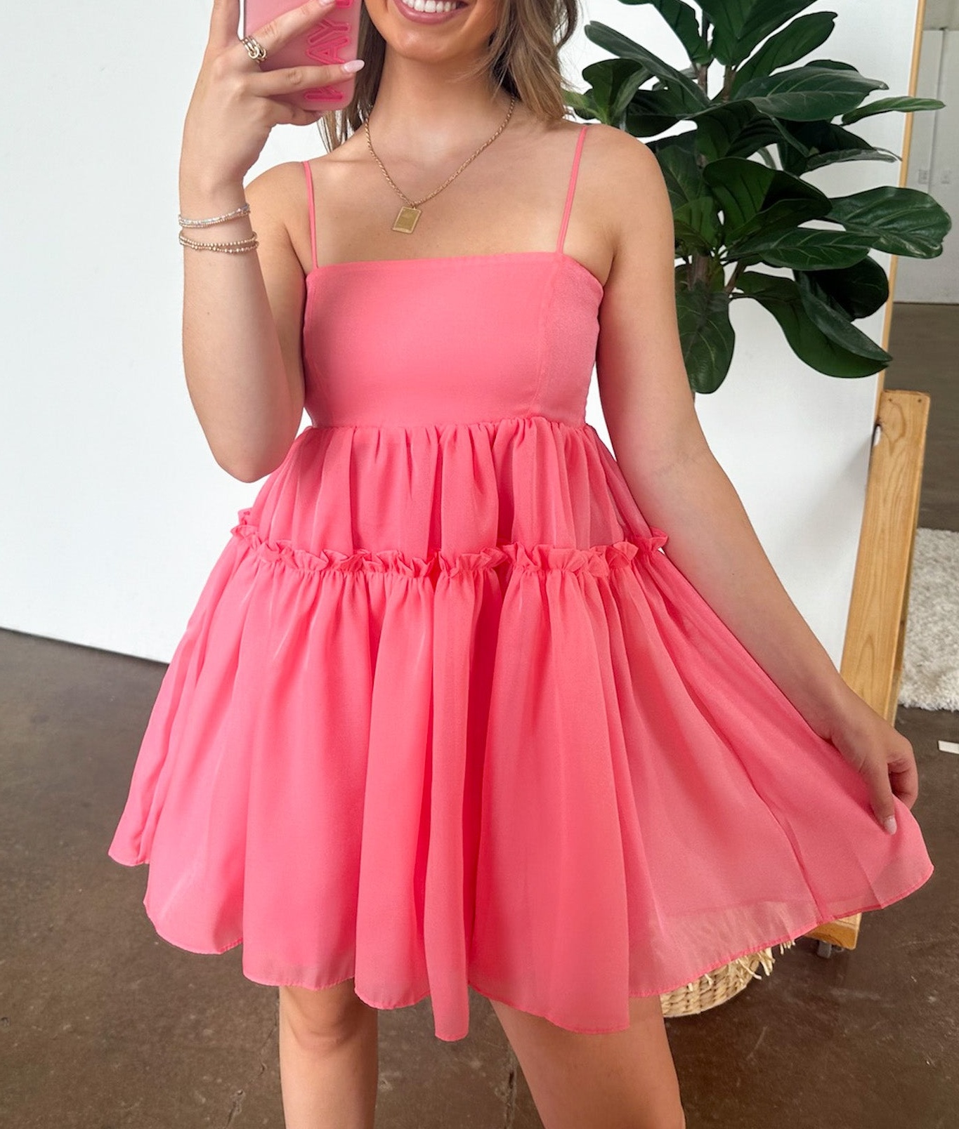 Pristine Presence Smocked Ruffle Dress