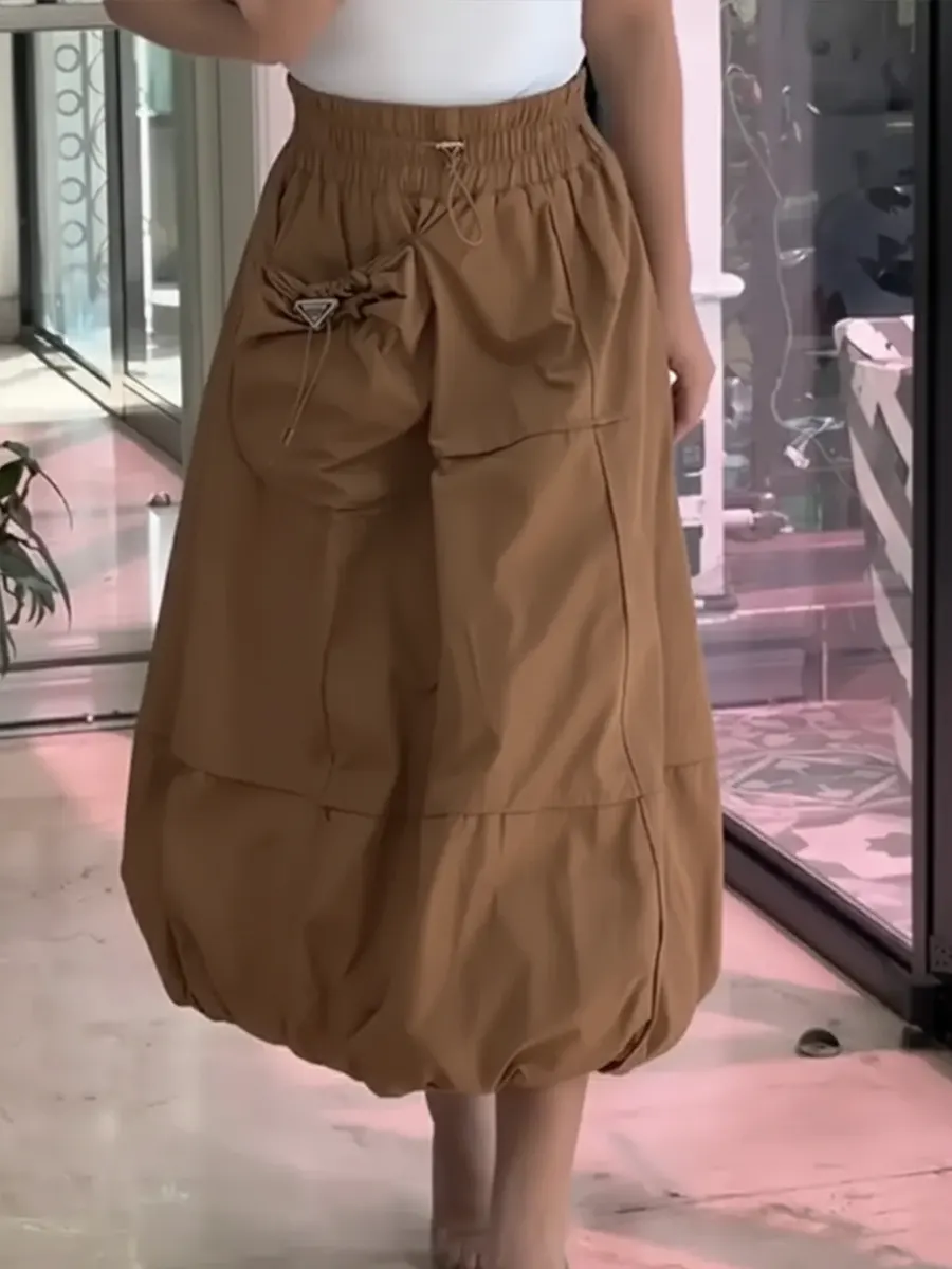 Women's Casual And Fashionable Elastic Waist Skirt