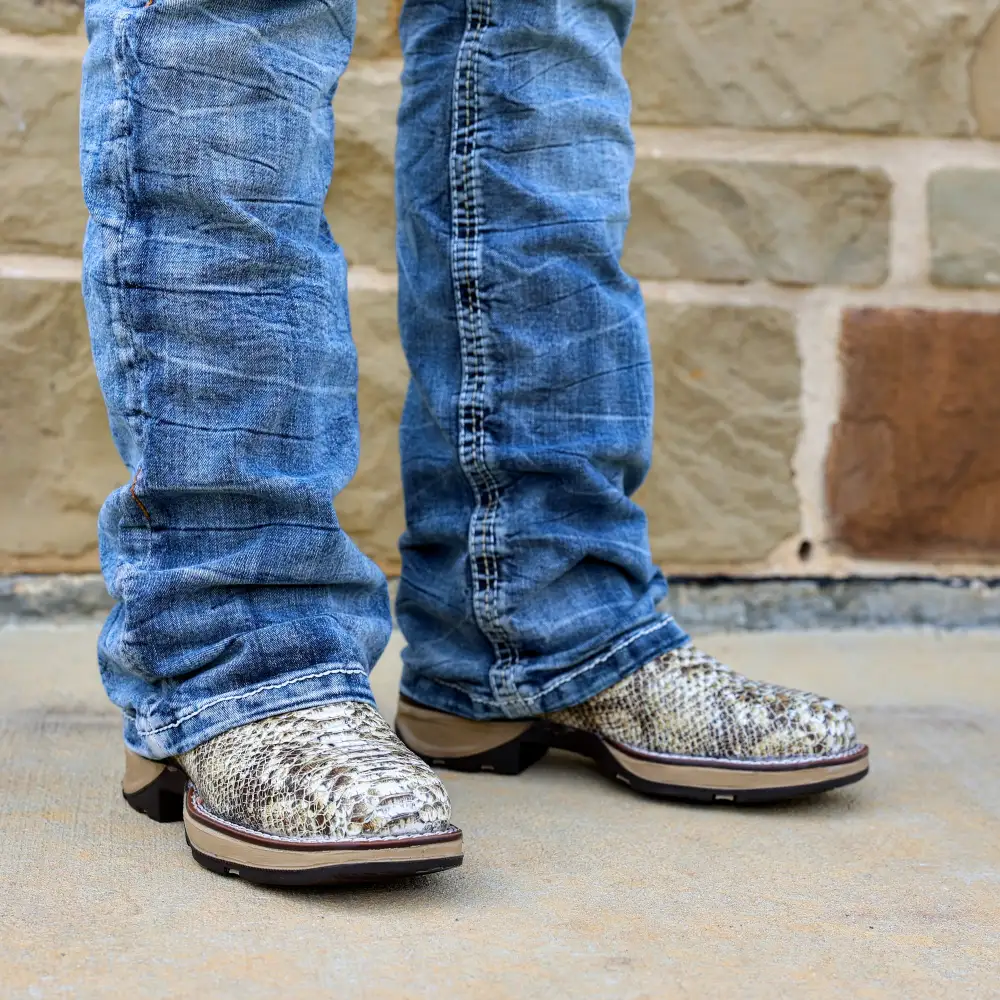 Natural Python Leather Boots With 3D Lightweight Sole - Composite Toe