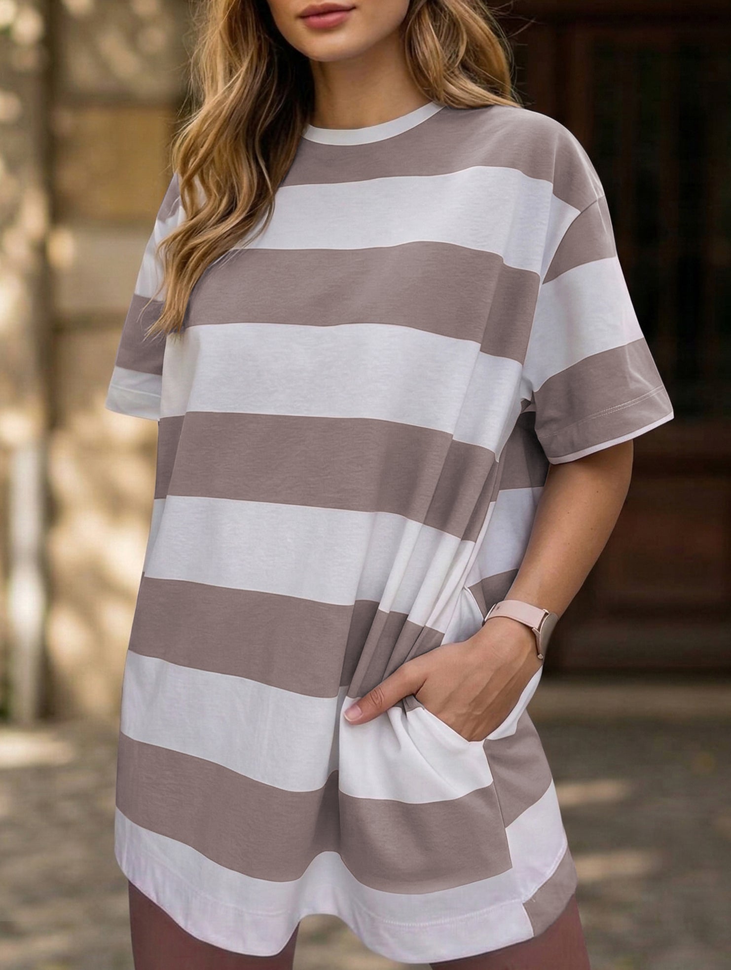 Stripe Loose Sport Tee Dress