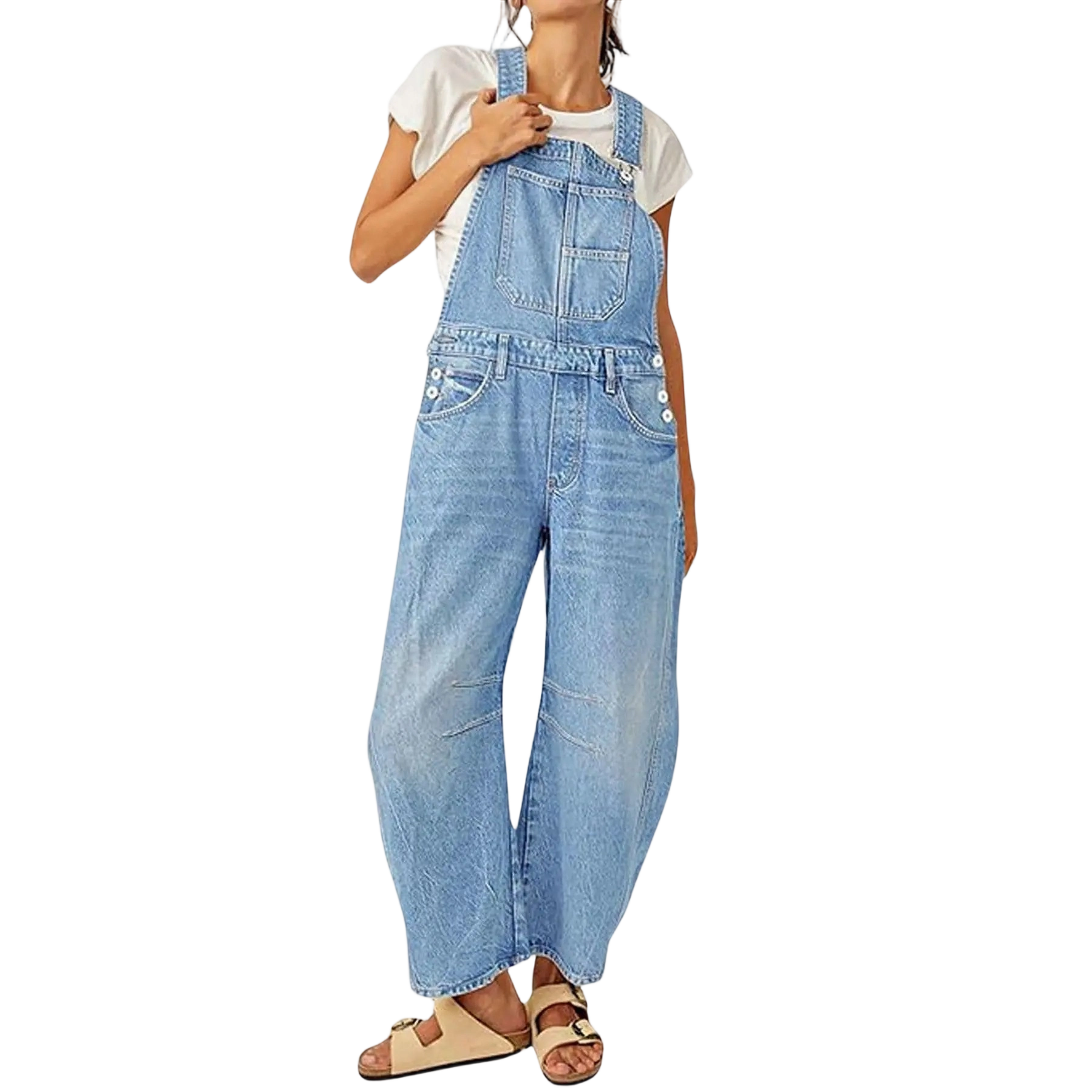 Women's Y2K Wide-Leg Denim Overalls