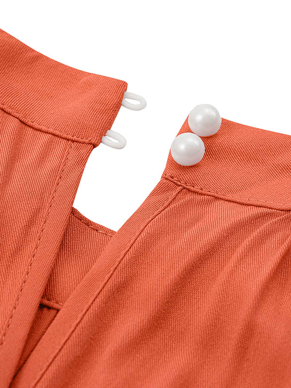 Pleated Solid Color Split-Front Tied Waist High Waisted Loose Halter-Neck Jumpsuits