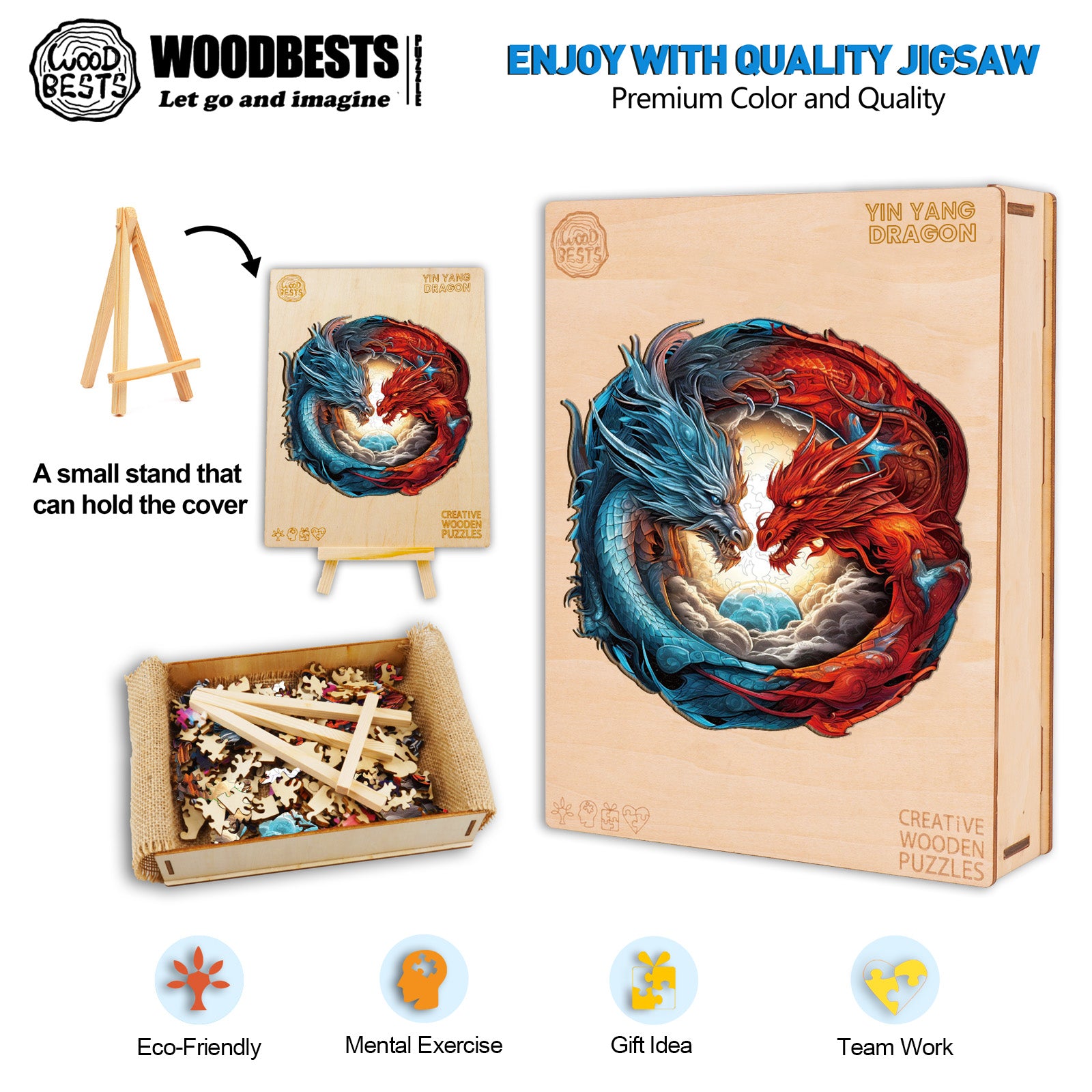 Yin-Yang Dragon Wooden Jigsaw Puzzle