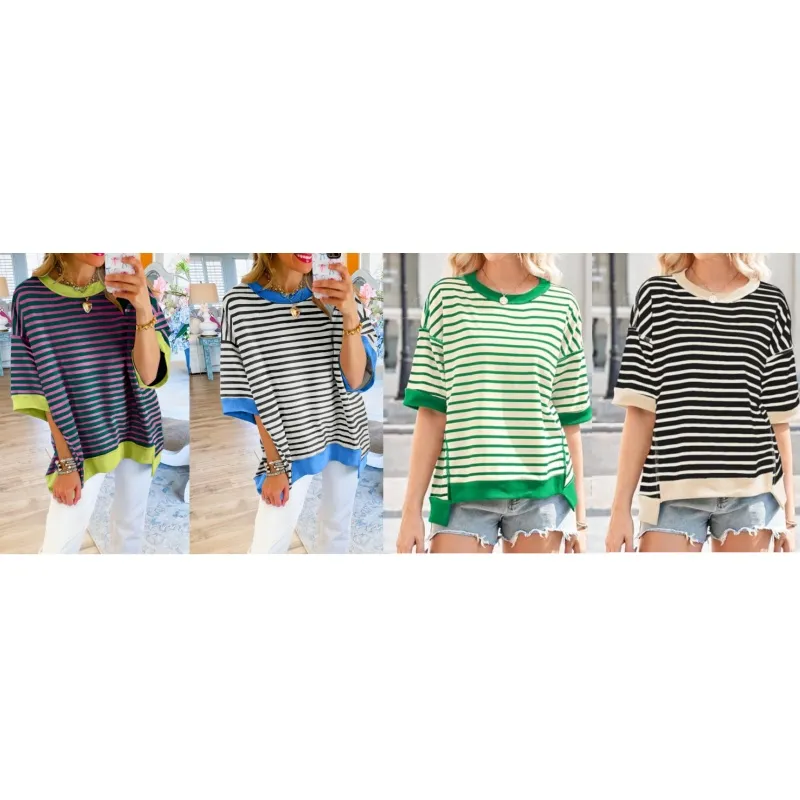 Womens Oversized Striped Color Block Tees (Just $3 Each!)