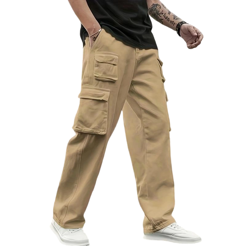 Men's Multi-Pocket Cargo Joggers, Solid Color Lightweight Casual Pants