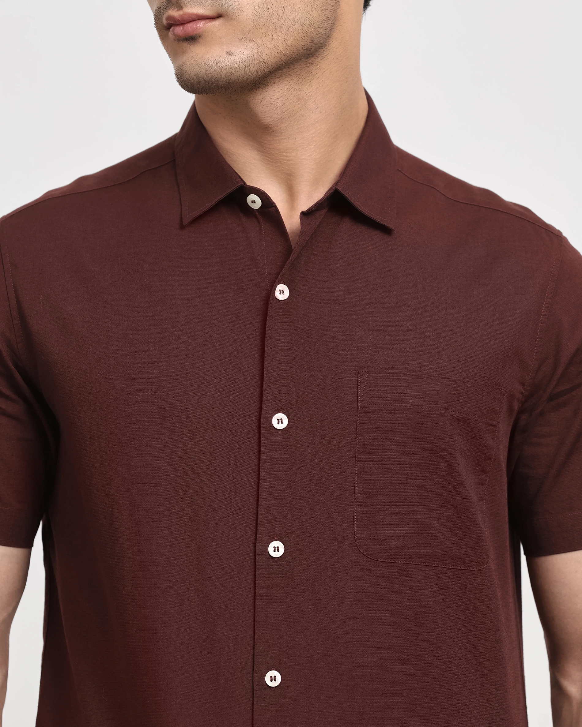 Simple And Soft Slim-Fit Breathable Maroon Shirt