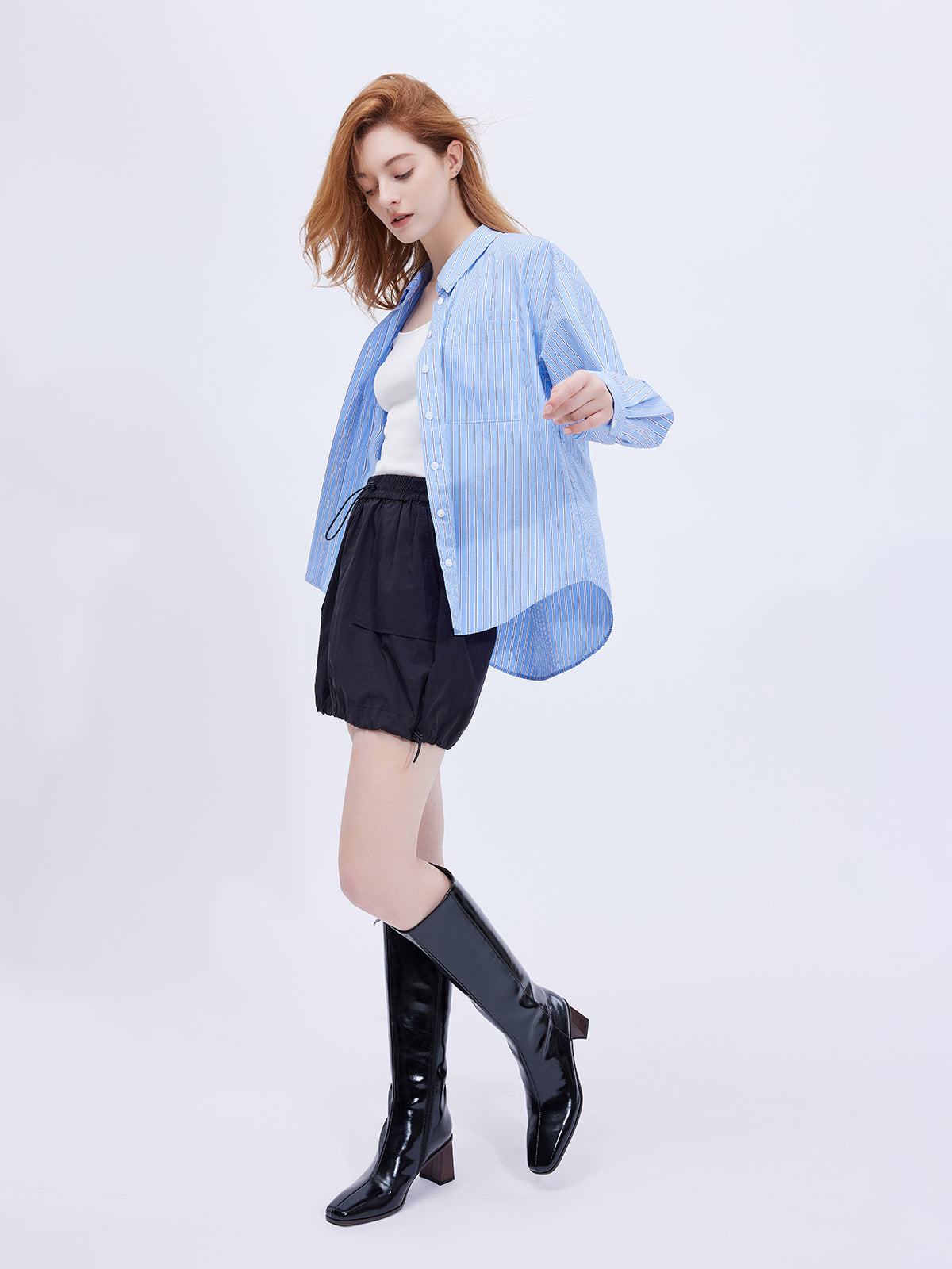 ASOBIO Blue Striped Long-Sleeve Shirt