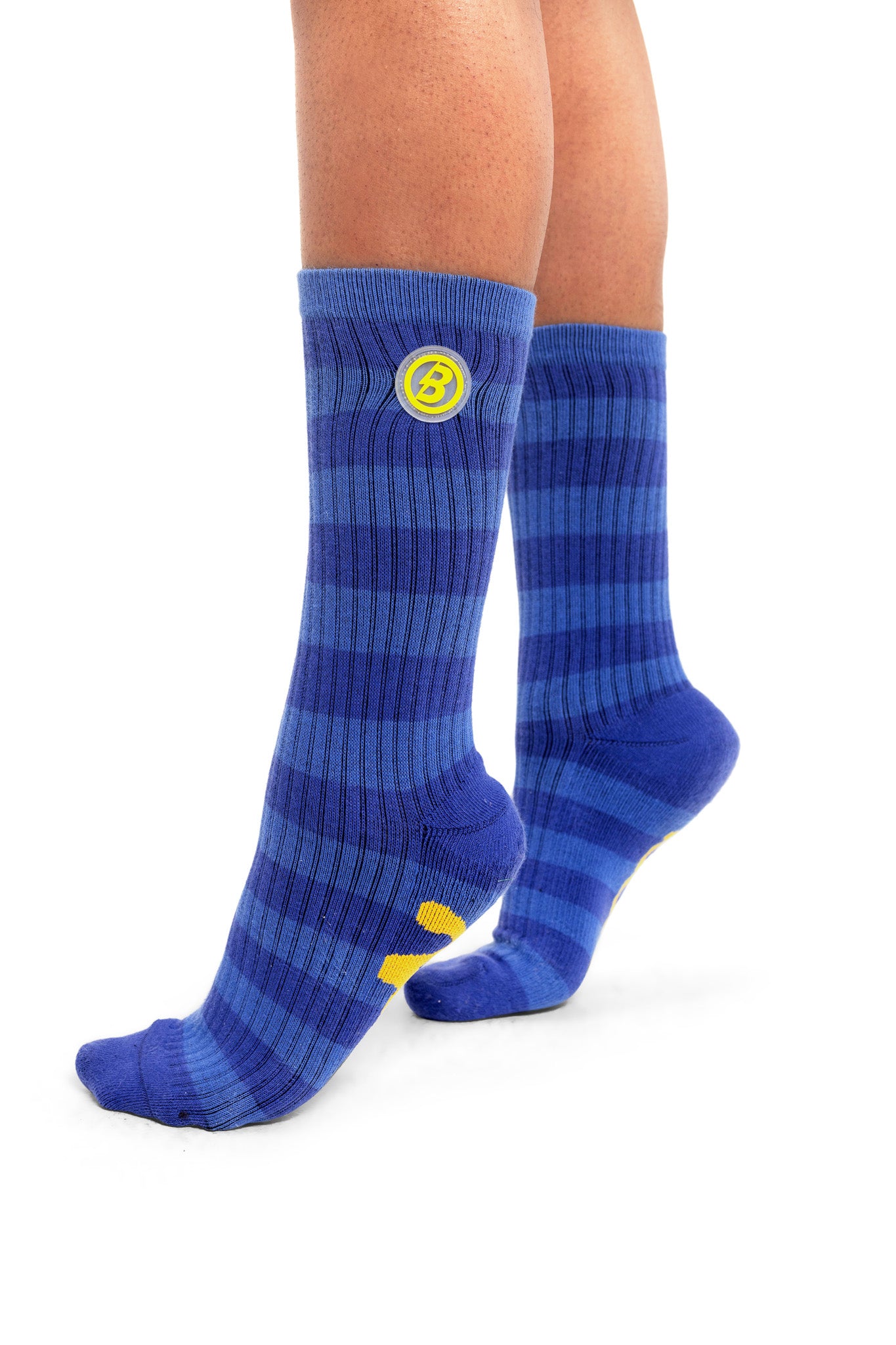 STRIPED KNIT SOCKS (PERIWINKLE/YELLOW)