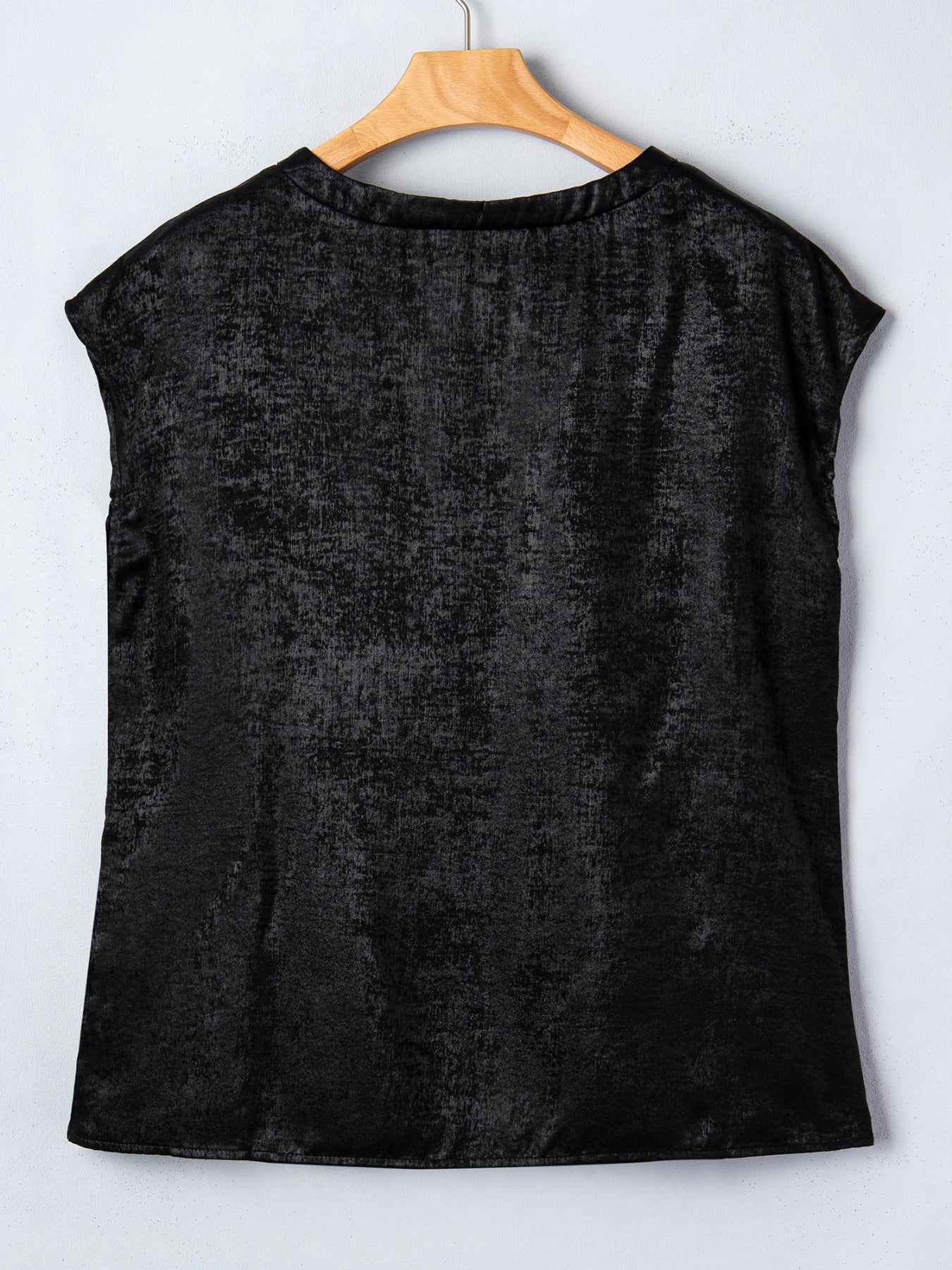 Metallic Round Neck Cap Sleeve Tee