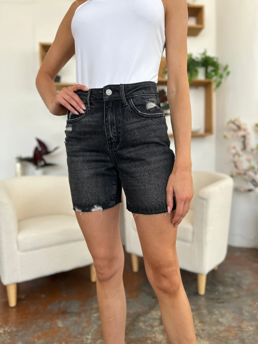 High Waist Tummy Control Denim Shorts