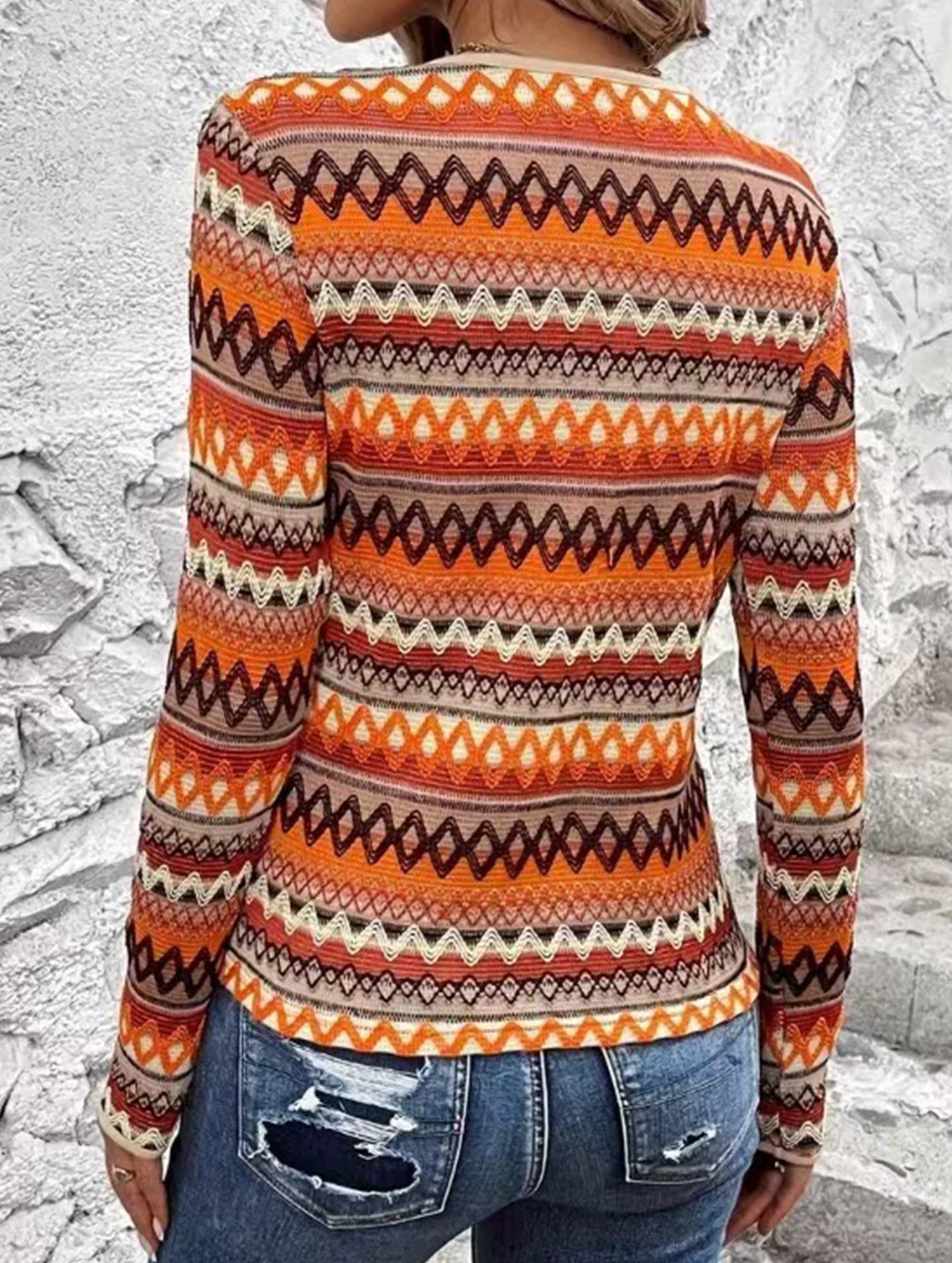 Colorful Stripe Long Sleeve Casual Tee_CWTTL01222