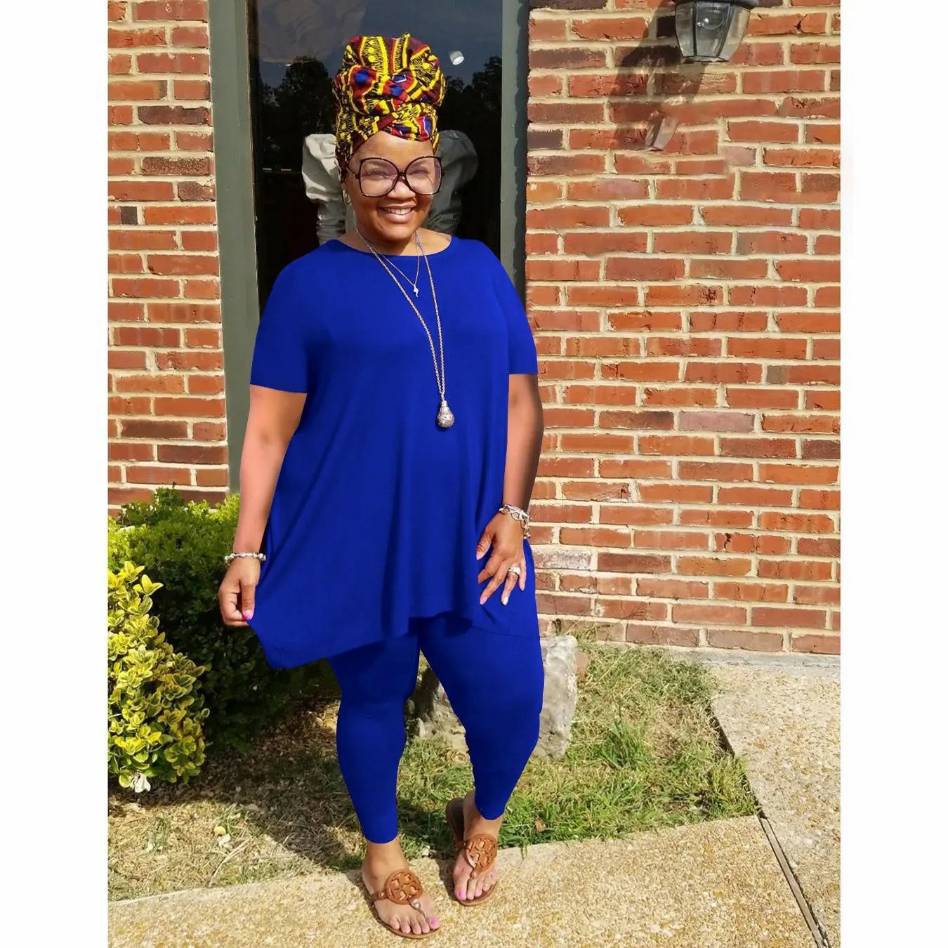 Women Plus Size 2 Piece Outfits Short Sleeve Top and Legging Pant Set Lounge Sets Tracksuit