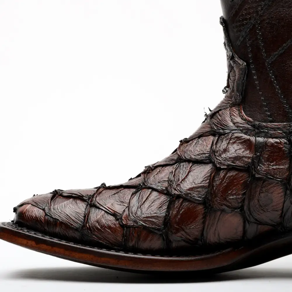 AUTHENTIC Brown Pirarucu Boots - Square Toe