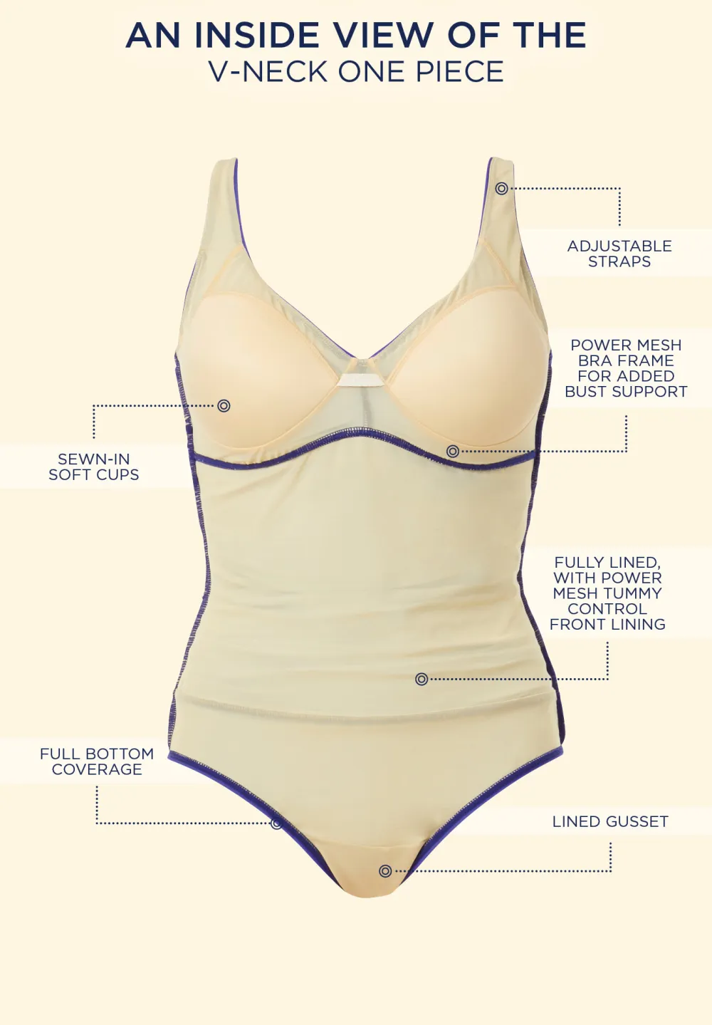 V-Neck One Piece Swimsuit