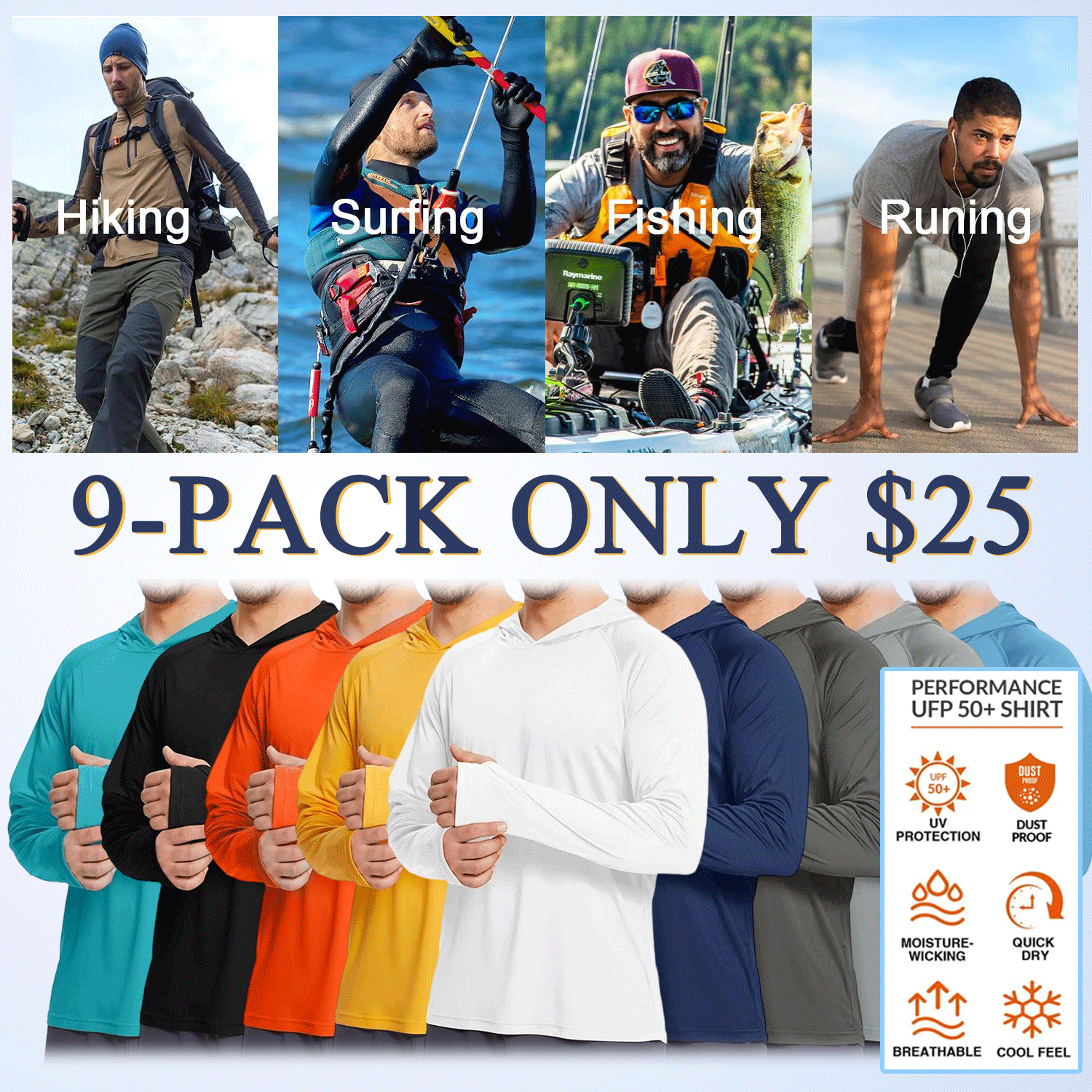 ☀️ Men's UPF 50+ Sun Protection Hoodie with Face Cover