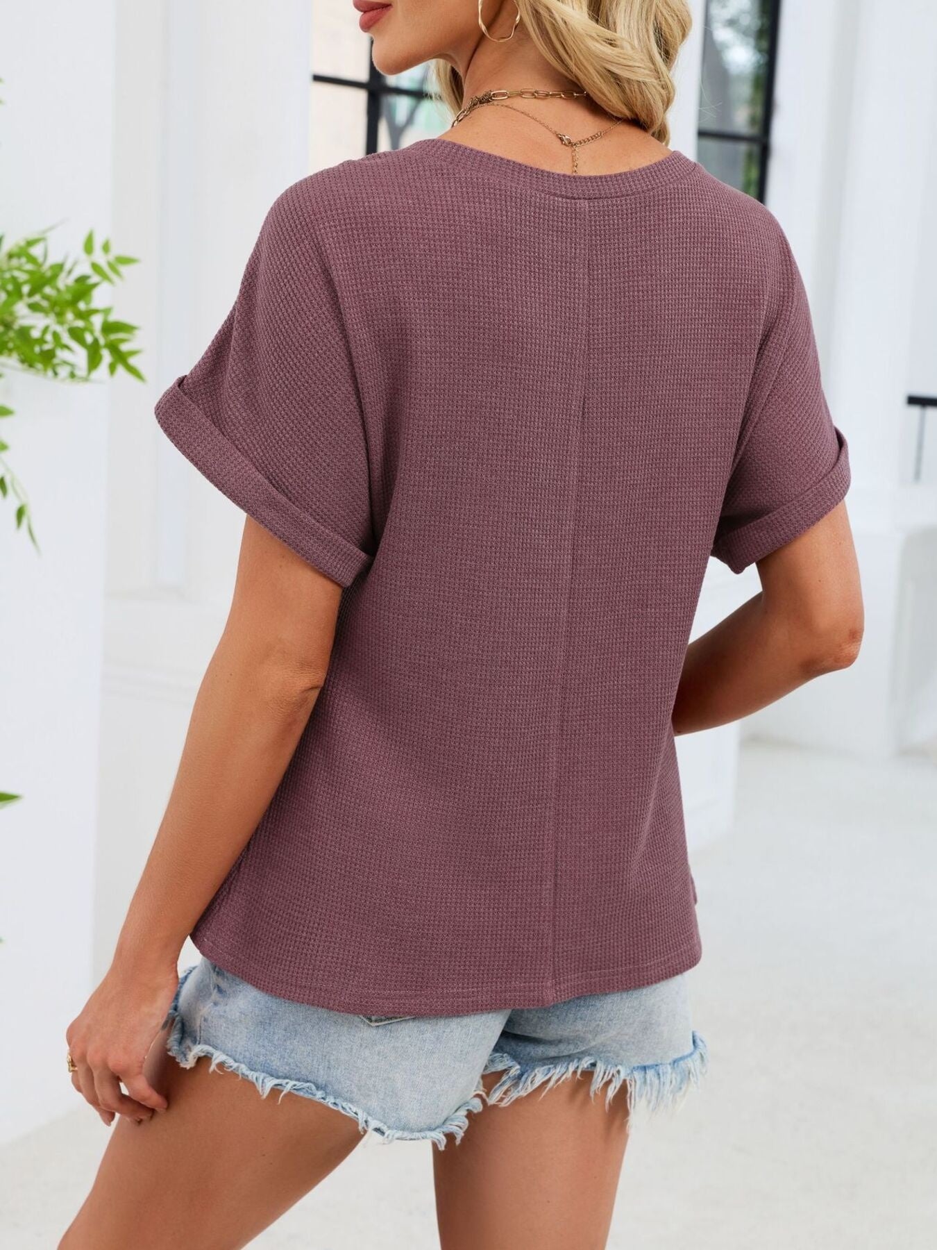 Lace-Trimmed Round Neck T-Shirt