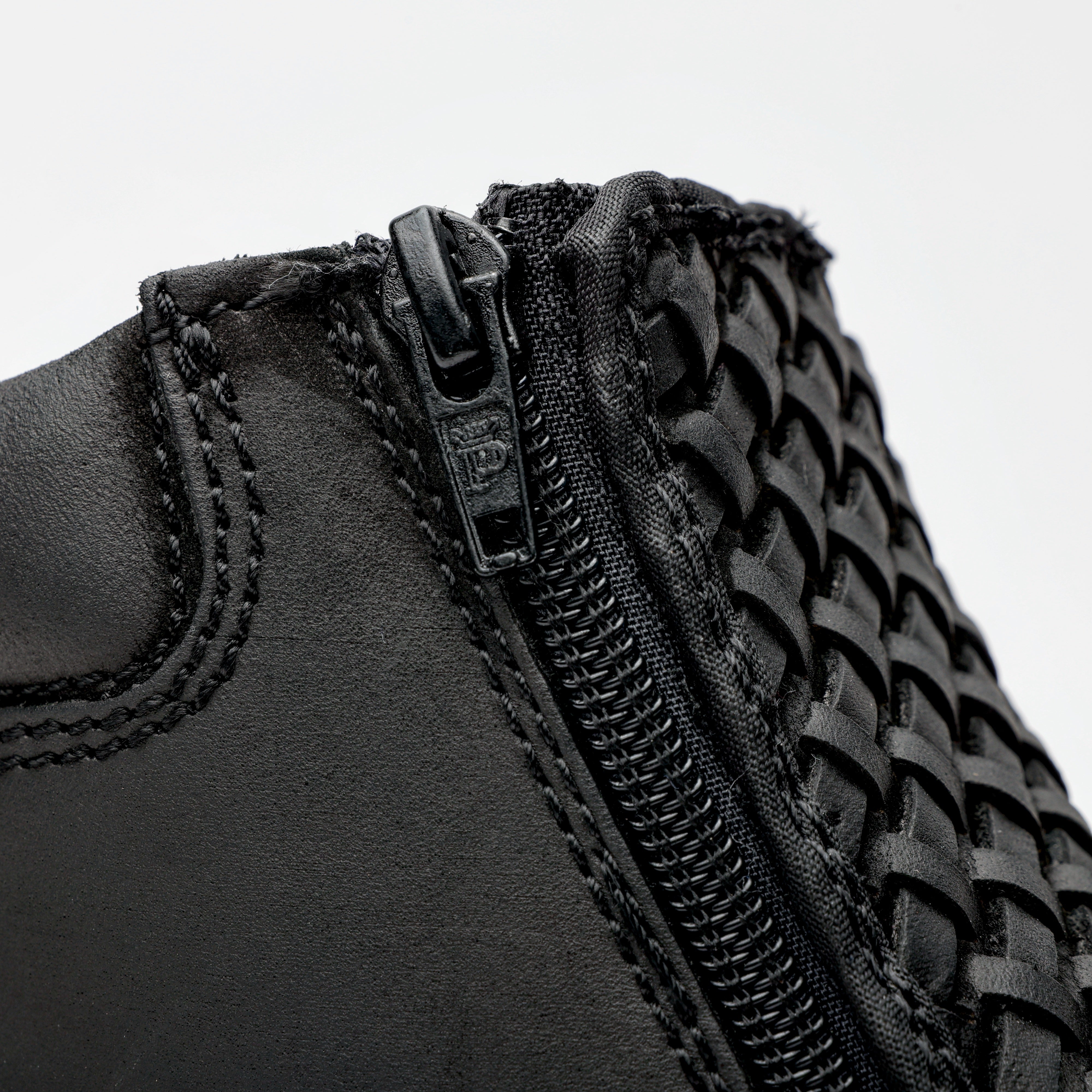 Black Basketweave Leather Botin With 3D Lightweight Soles - Square Toe