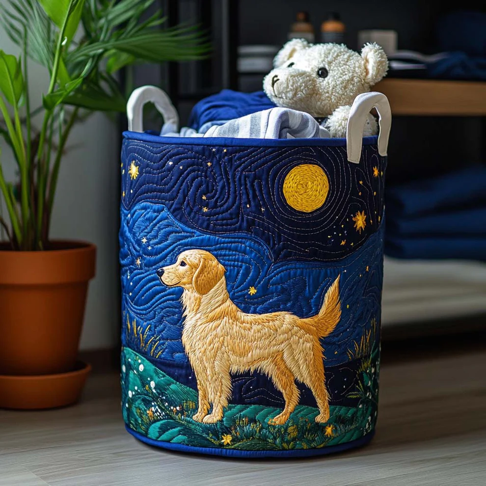 Hot Seller Scenic and Animal-Themed Quilted Laundry Baskets |  Sun  Dog  Flower  Fish  Bear