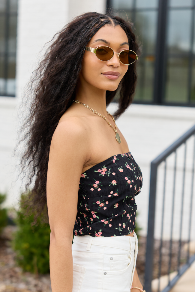 Rowan Black Floral Tube Top