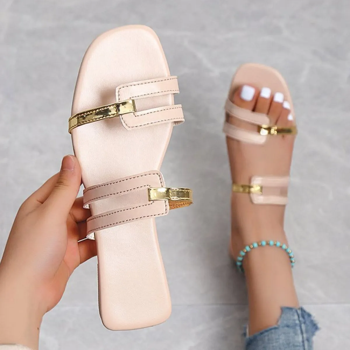 Open Toe Flats Sandals (multiple color options)