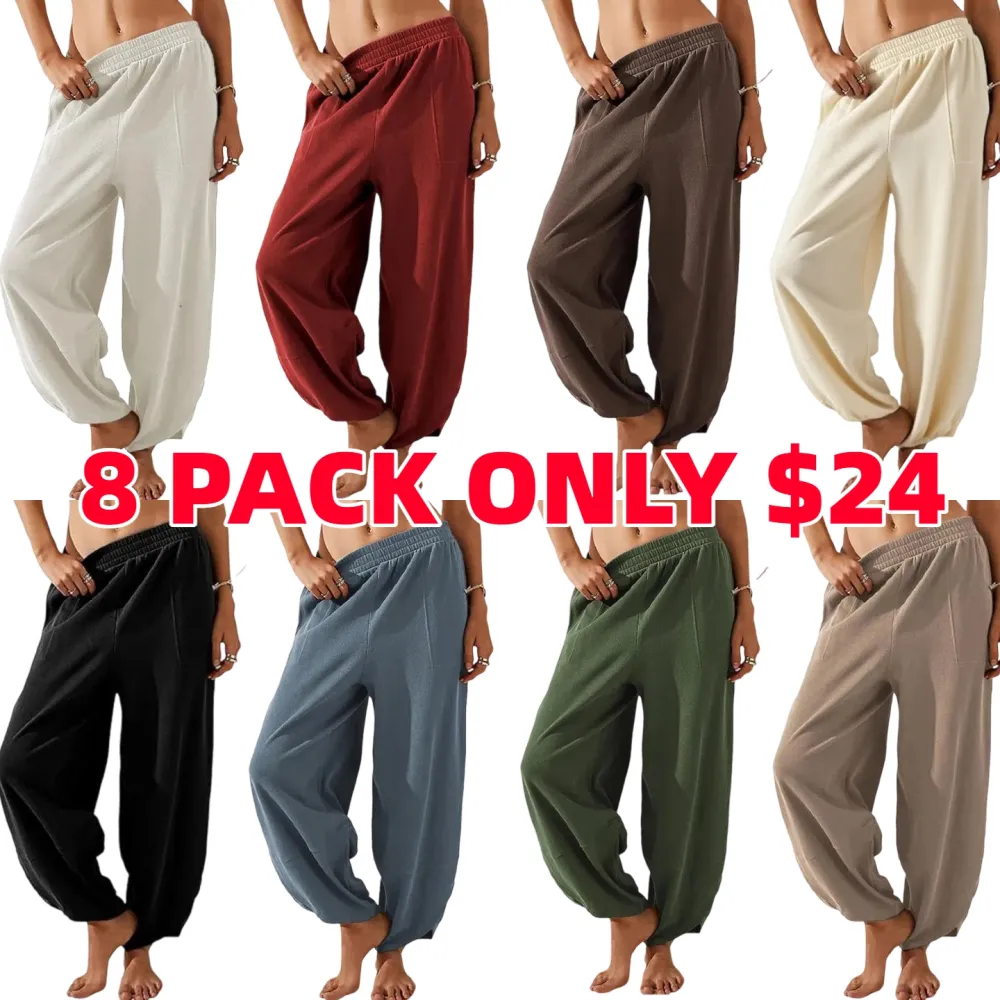 🔥8- PACK Women's Harem Barrel Pants