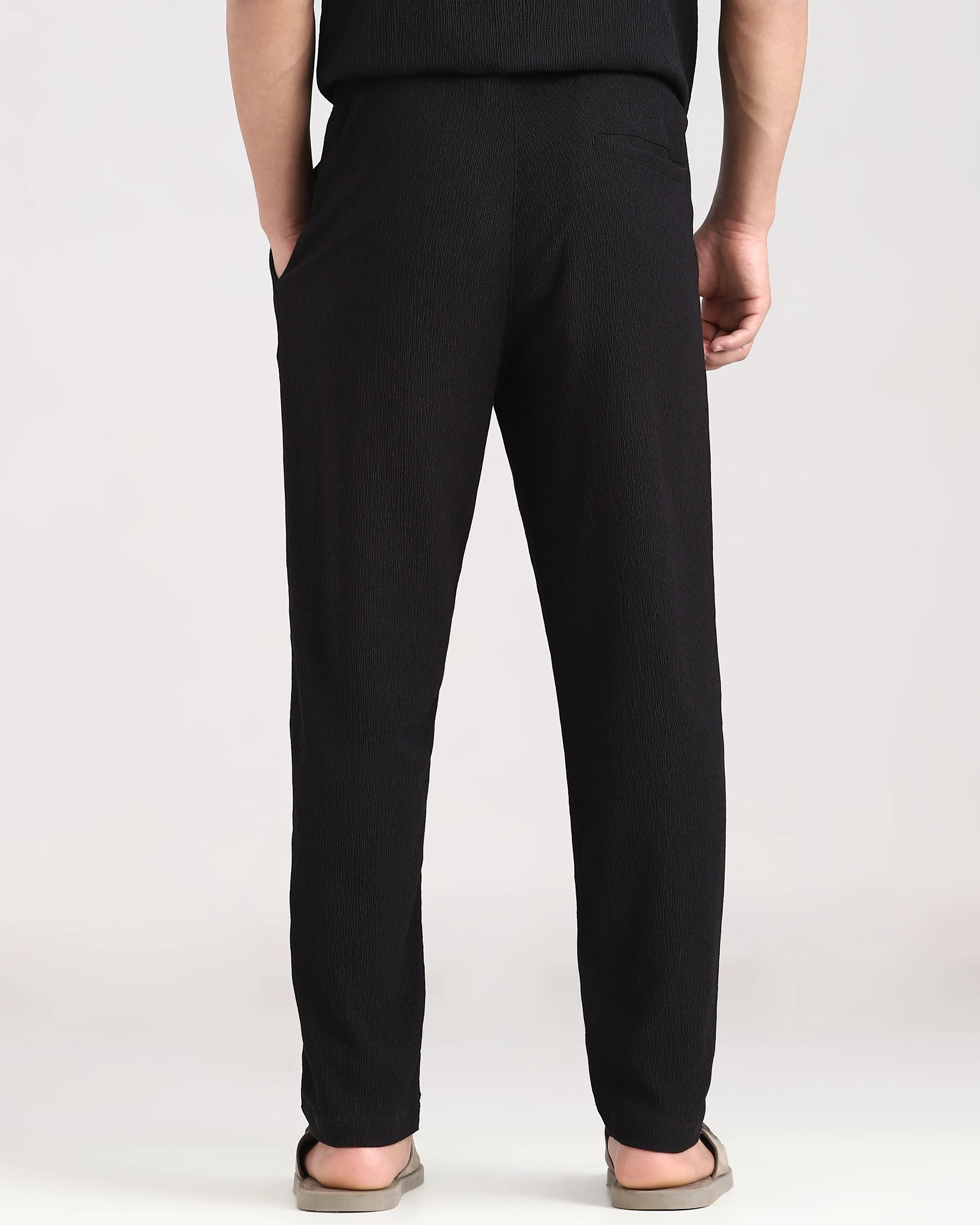 Classic Versatile Comfortable Slim-Fit Straight-Leg Black Trousers