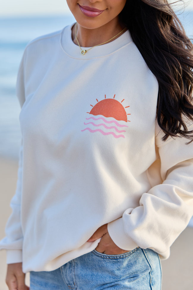 Seas The Day Cream Graphic Sweatshirt