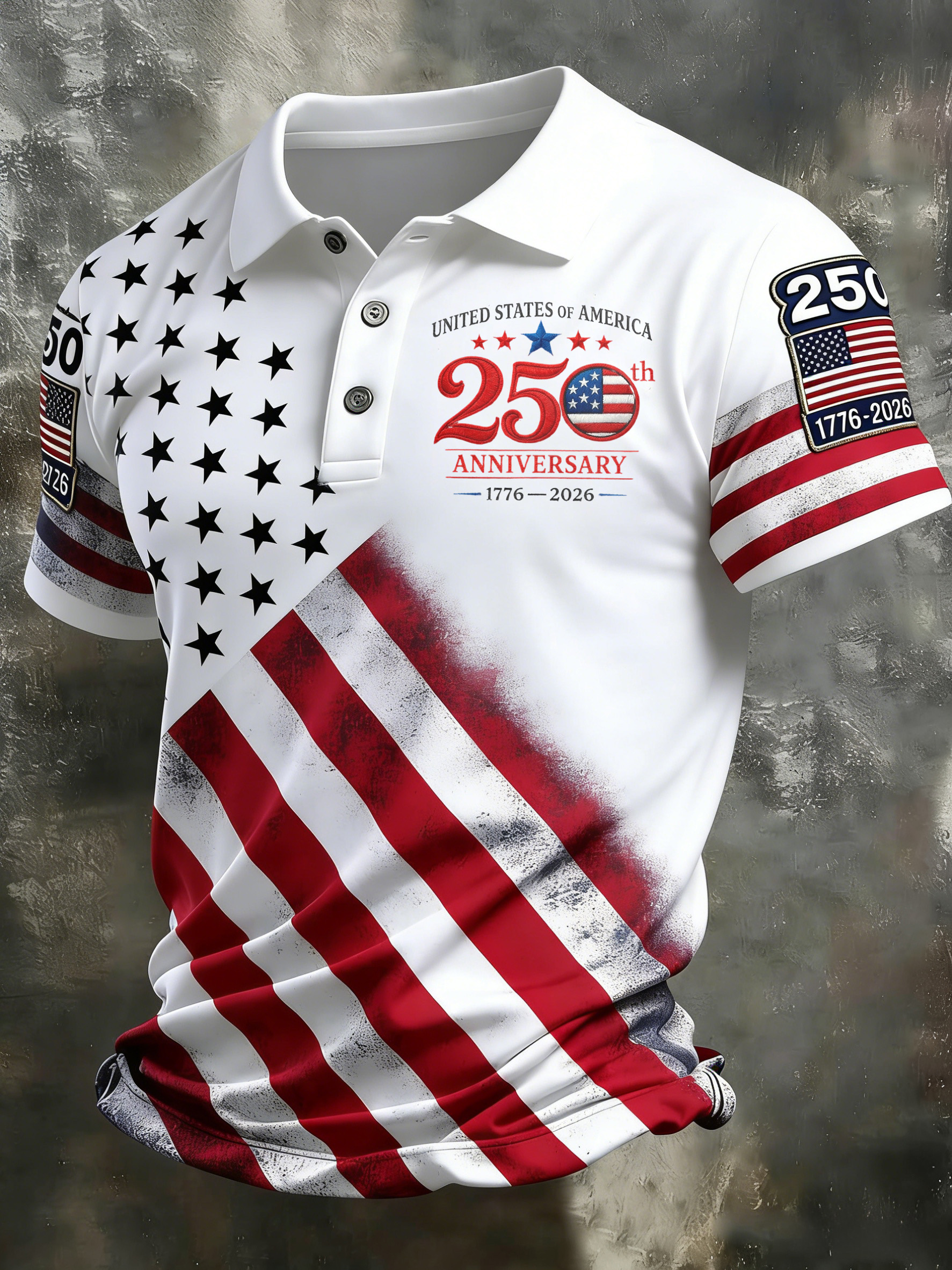 Unisex Casual 250Th Anniversary Celebration Short Sleeved Polo Shirt