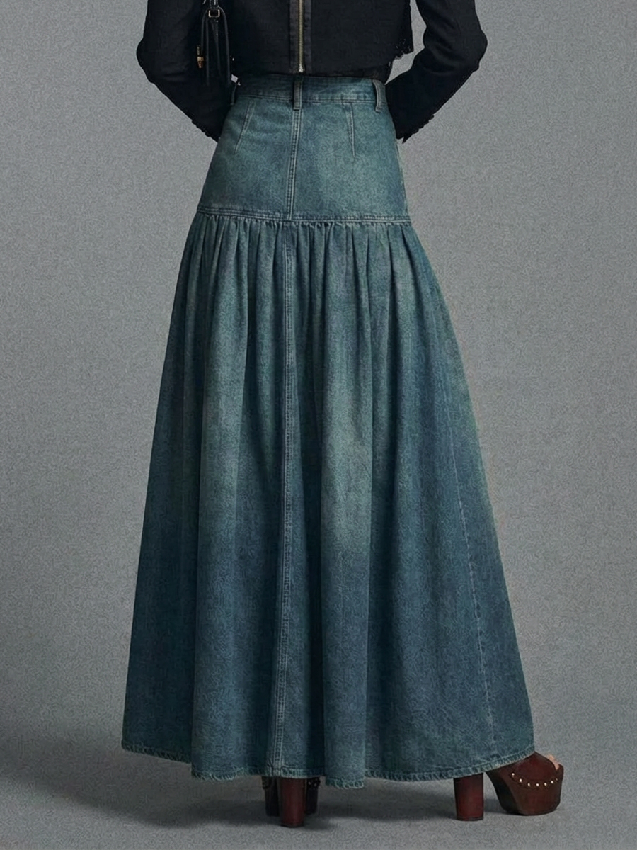 Casual Maxi Denim Skirt