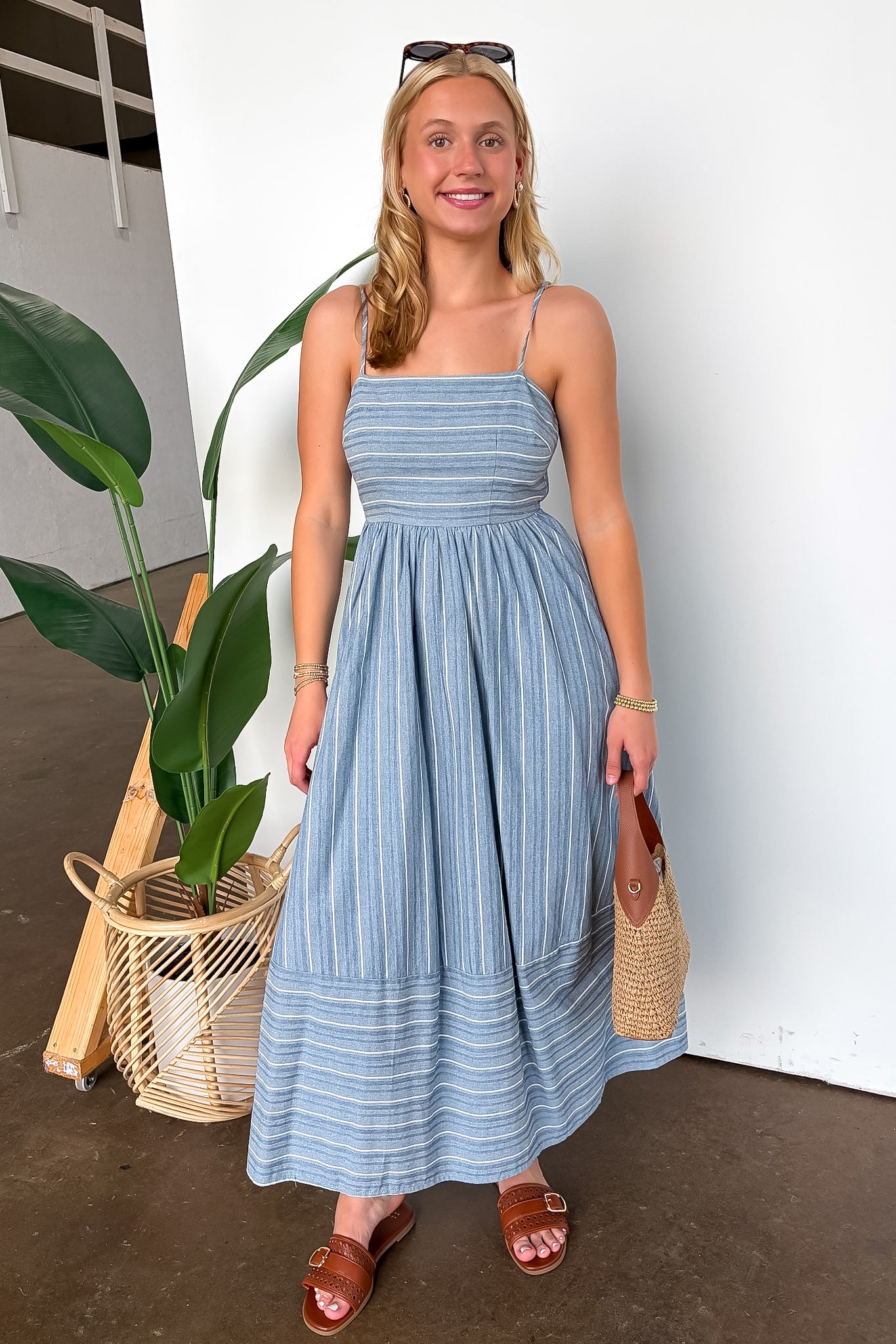 Striped Smocked Back Dress