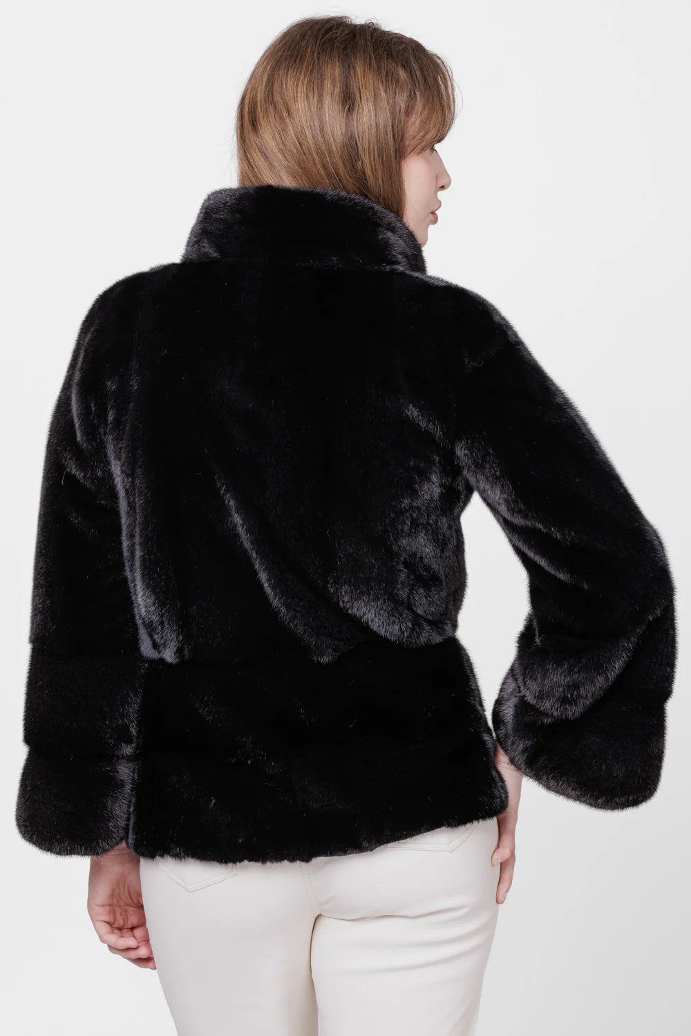 Haină din Blană Naturală de Vizon, Mânecă Clopot, Femei, Diamond 226