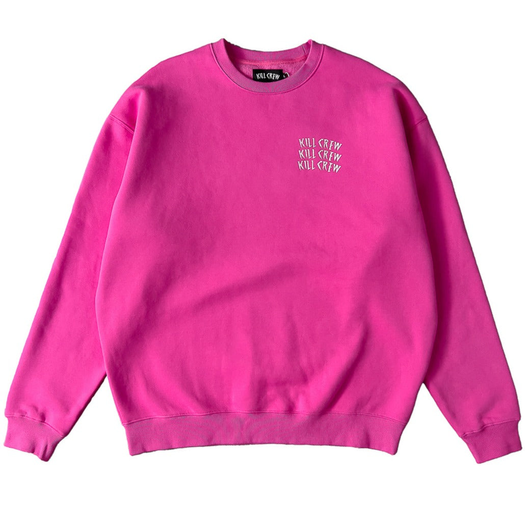 OVERSIZED LUX WAR WOLF CREW NECK - PINK / WHITE