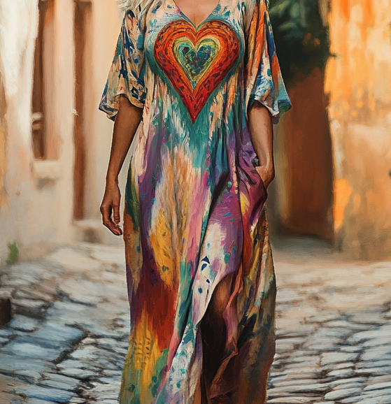 Vintage Hippie Loose Linen Dress 9592