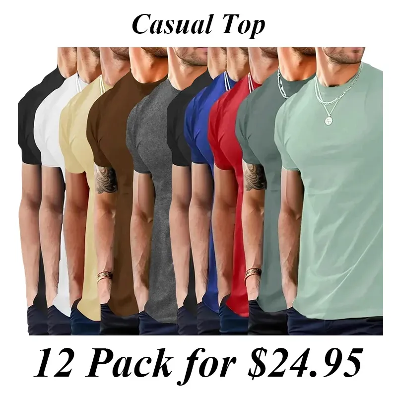 12PACK-Hipster Hip Hop Longline Crewneck Shortsleeve T-Shirt,Menswear Casual Streetwear Tshirt Tops